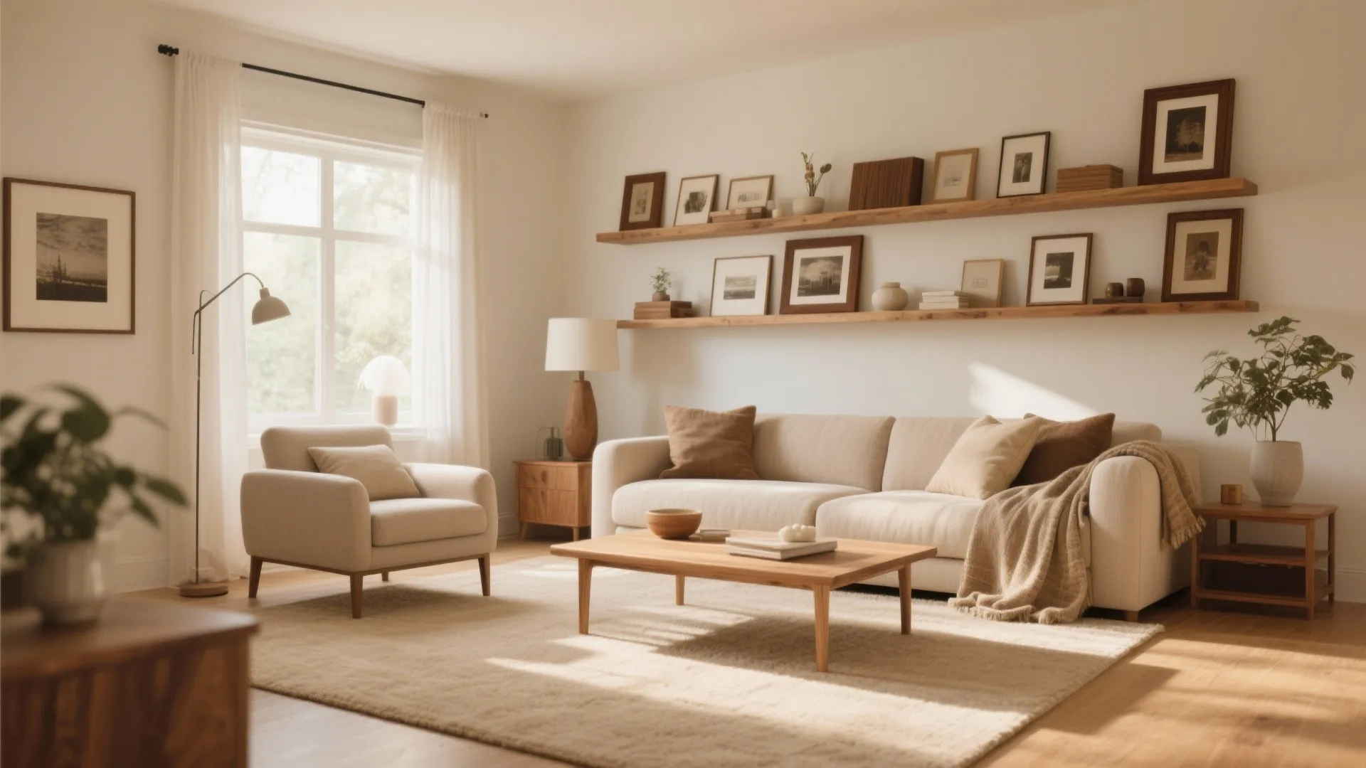 6. Beige with Wood Accents