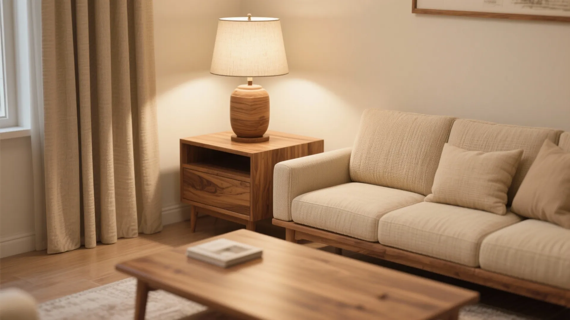 Beige with Wooden Accents