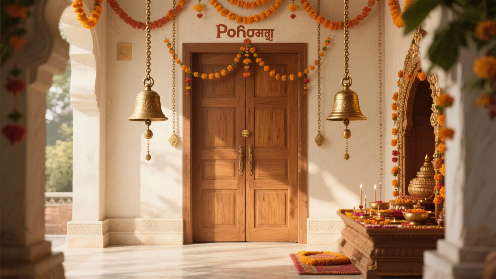 Door Frame with Bell Chains