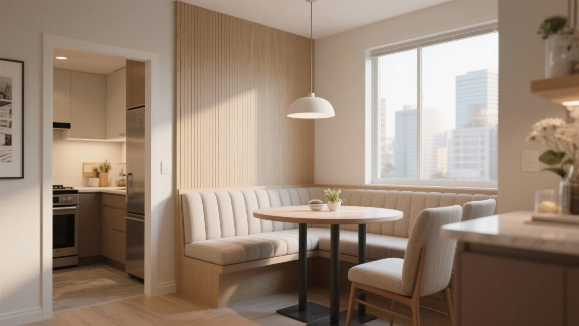 Built-in Bench with Back Panel