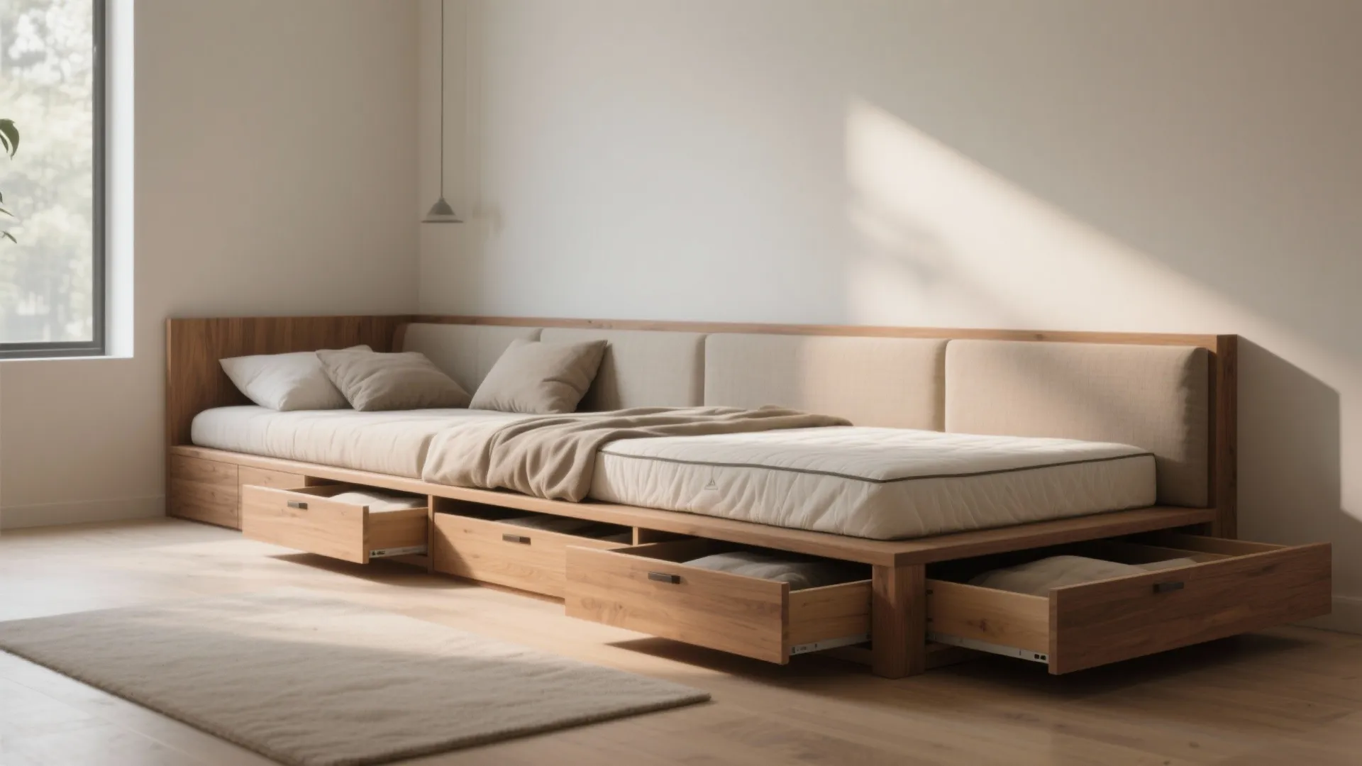 3. Built-in Bench and Bed Combo