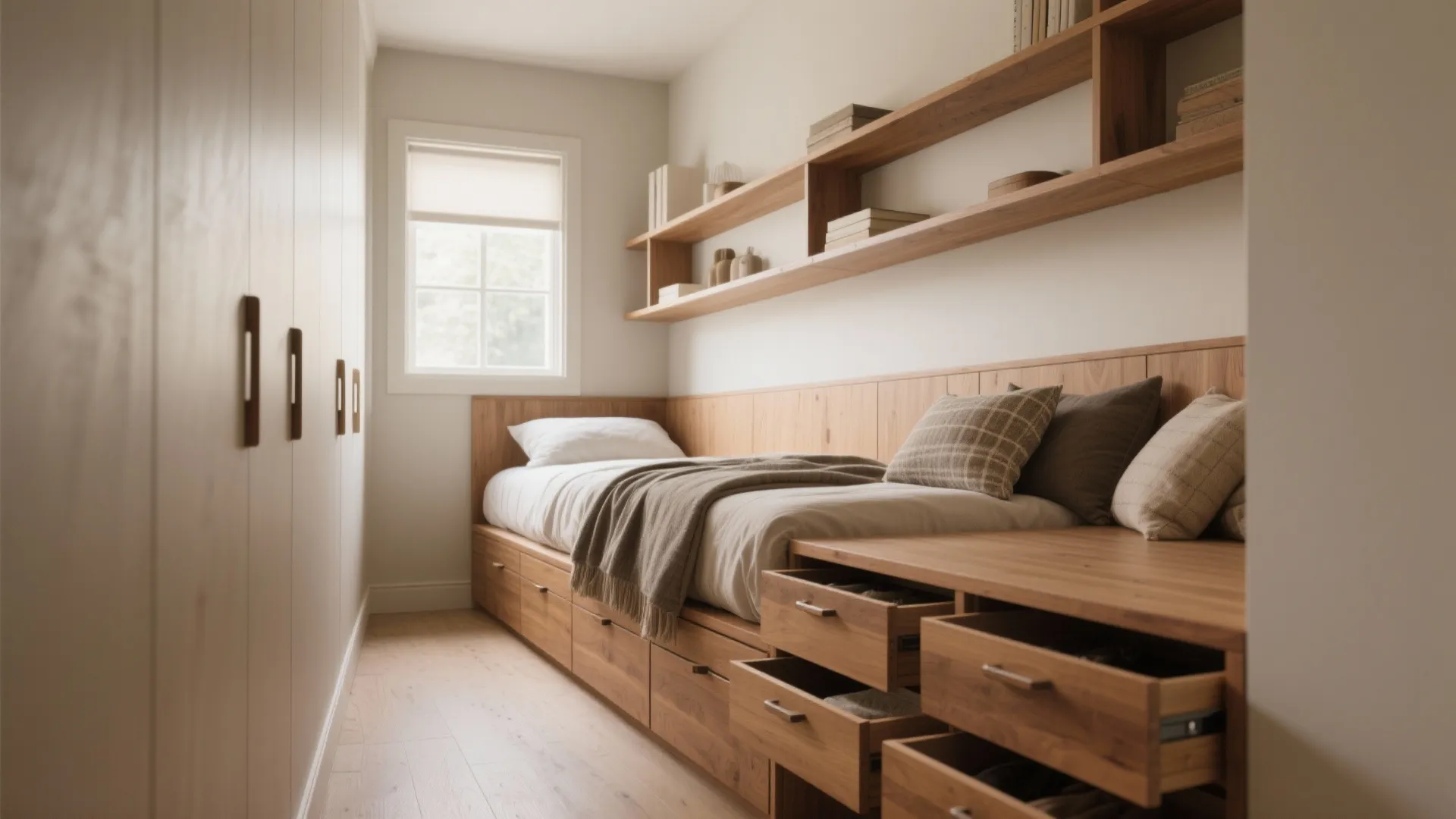 5. Built-In Bench-Bed with Storage