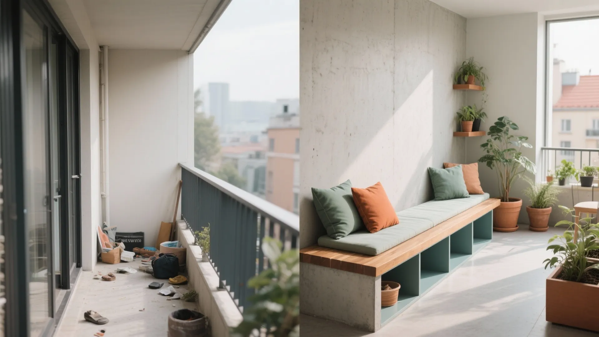 Built-in bench with hidden storage