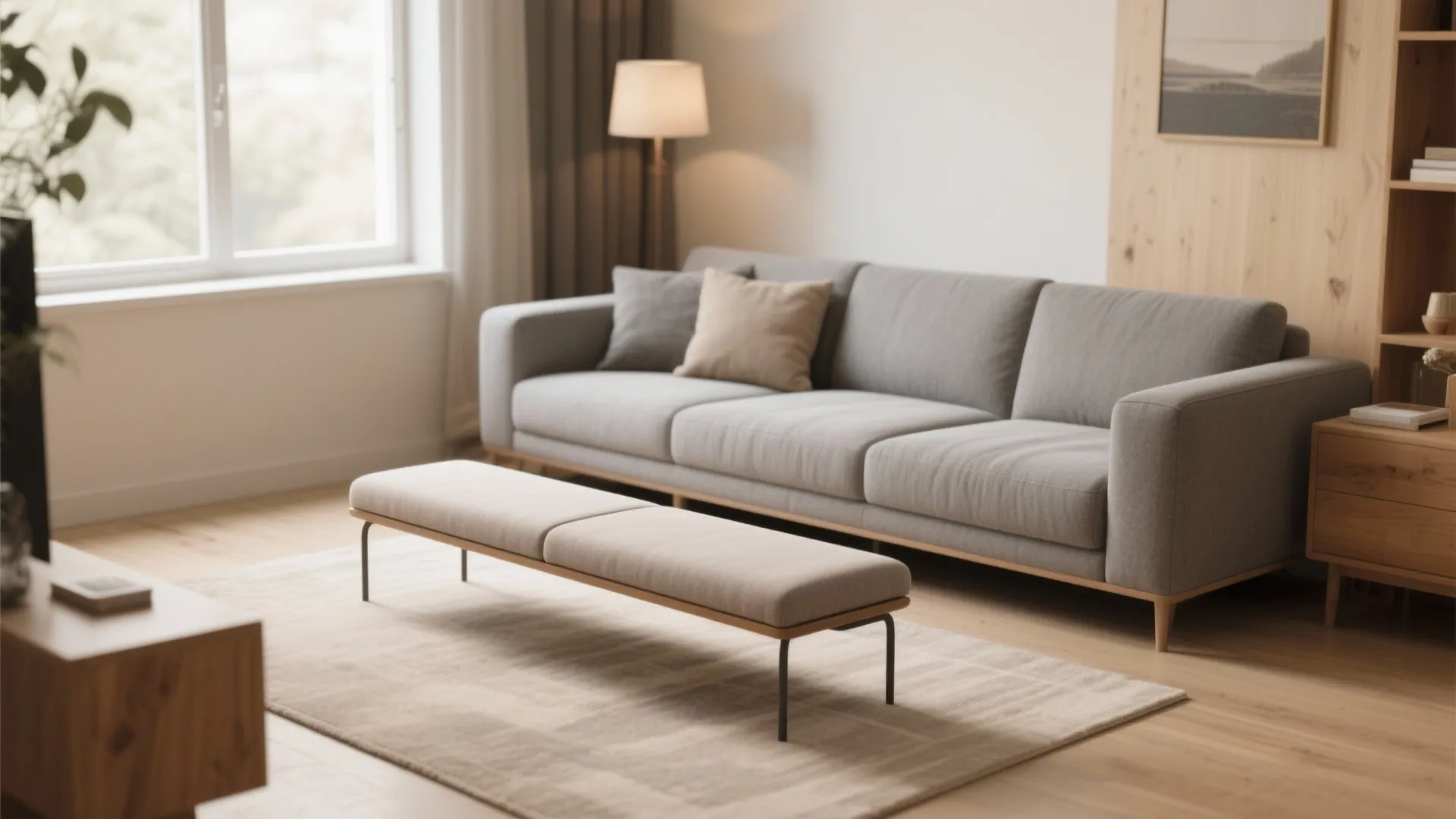 3. Slim Bench Behind the Sofa