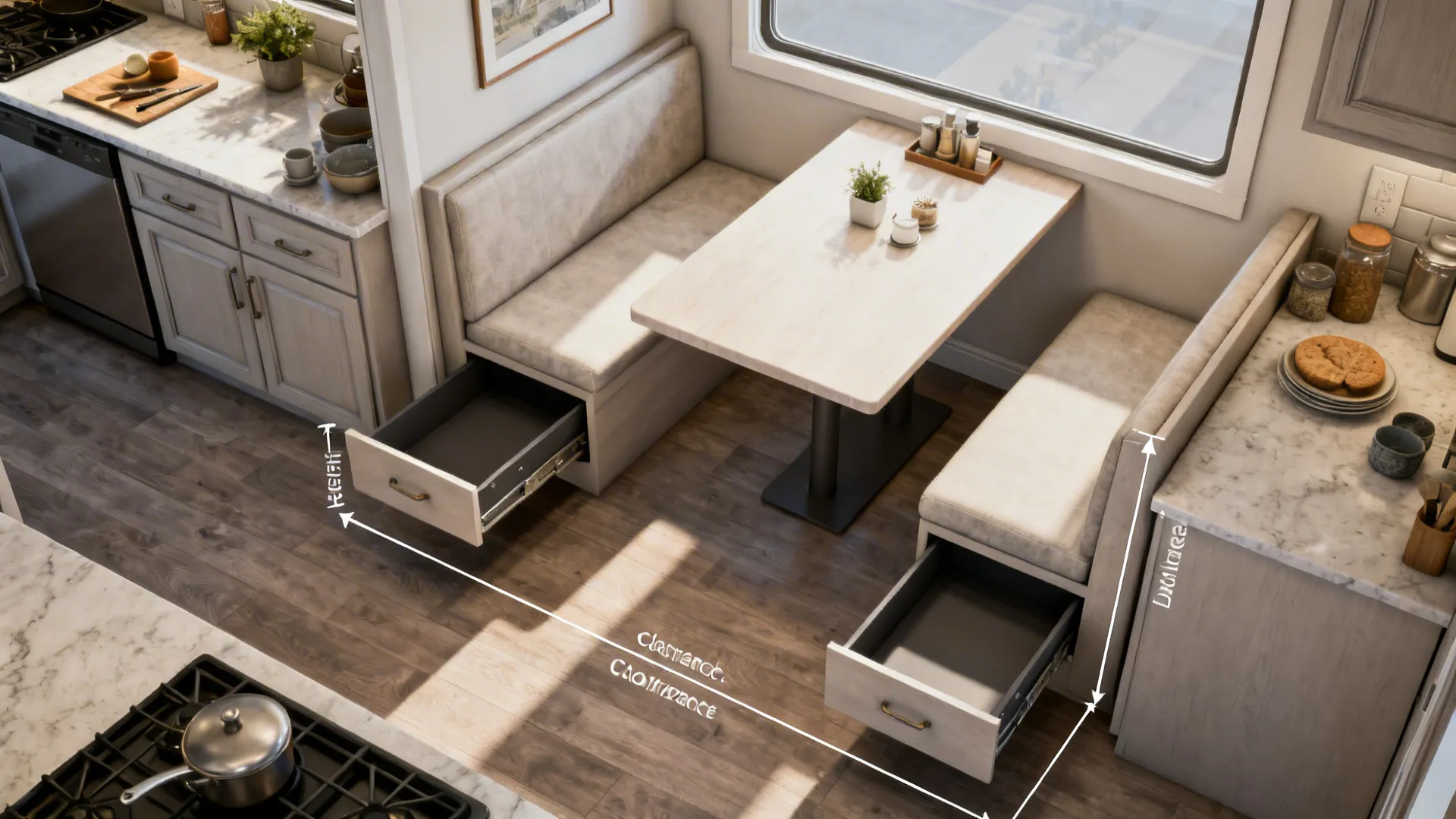 Bench Seating with Linen Drawers