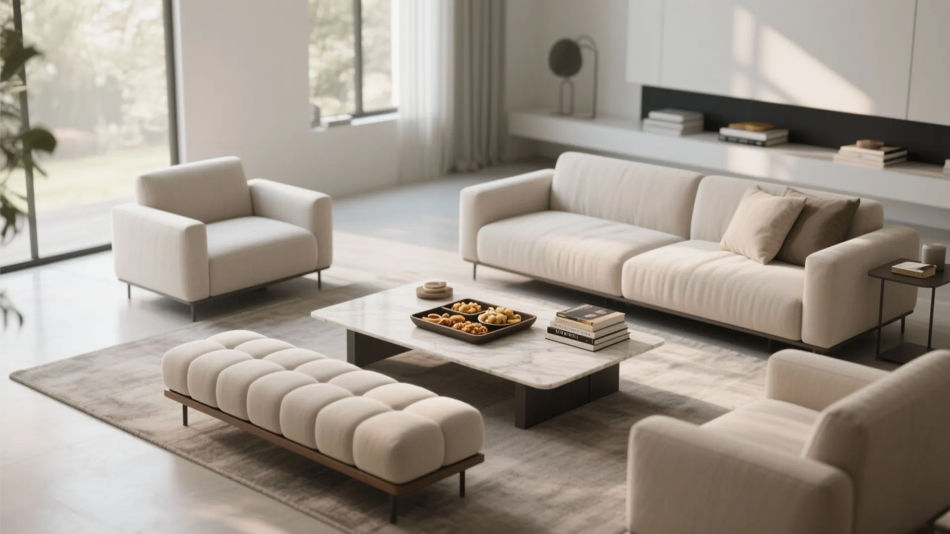 2. Bench as a Coffee Table