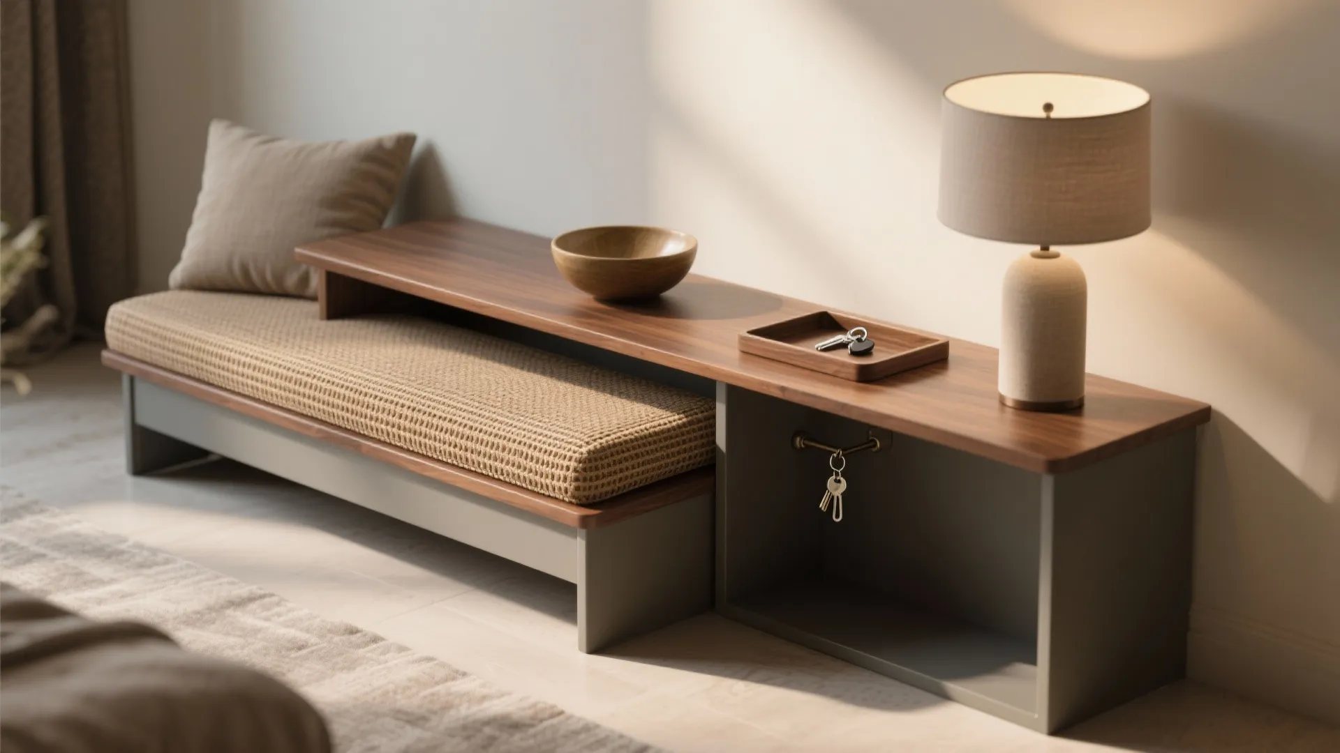 4. Convertible bench that doubles as a console table