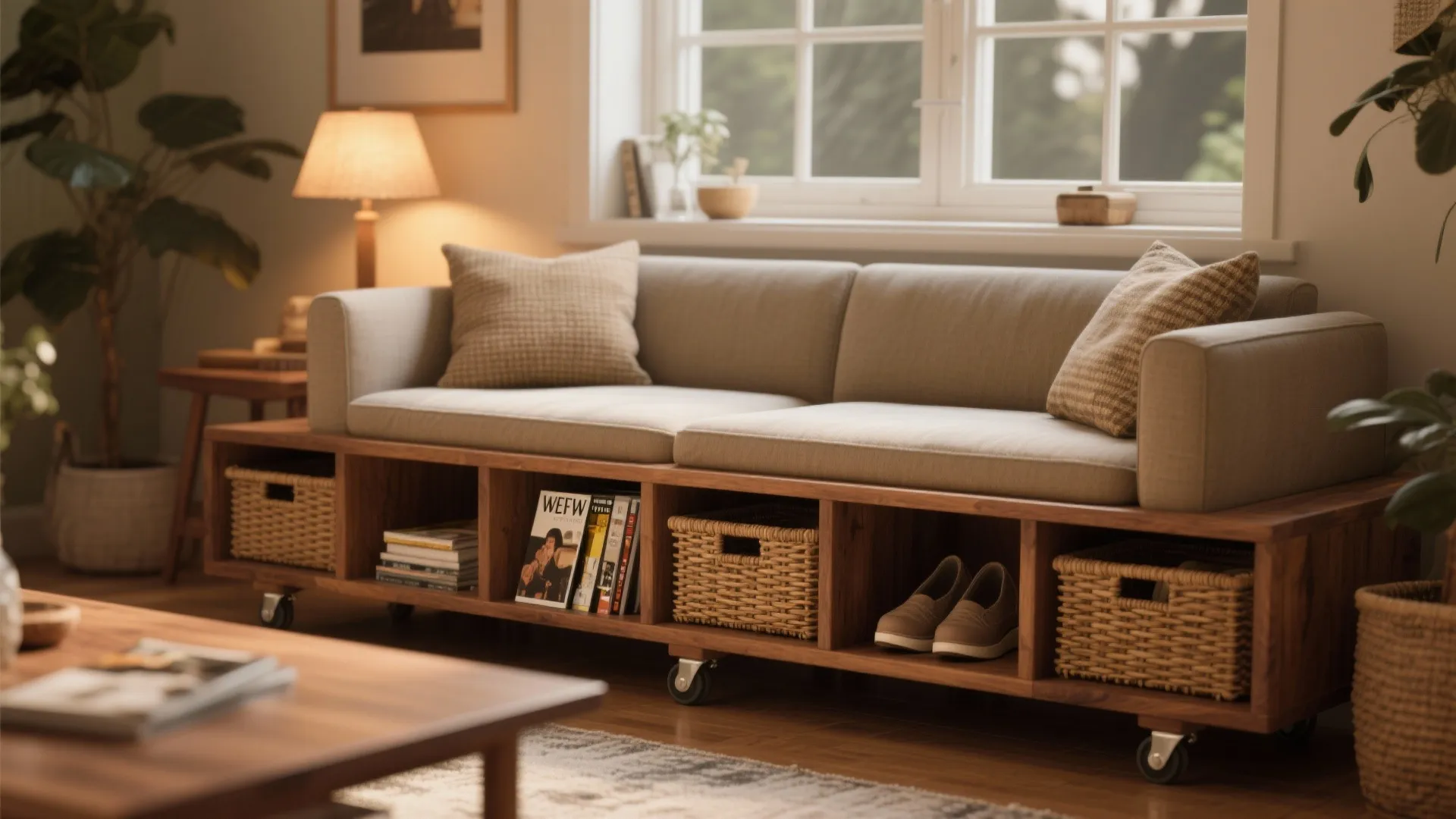 4. Bench-style table with cubbies