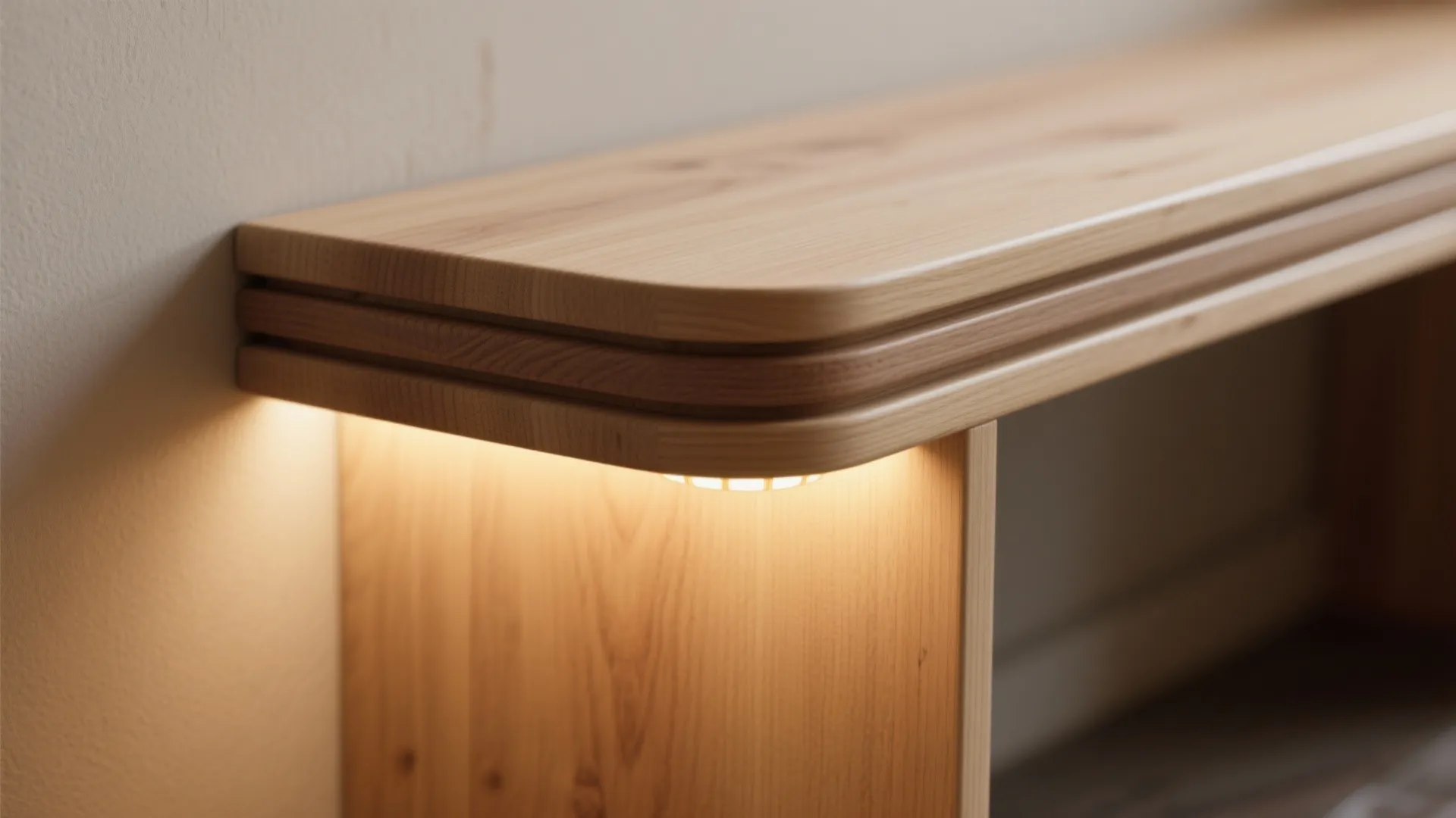 Mirror + bench niche at the bottleneck