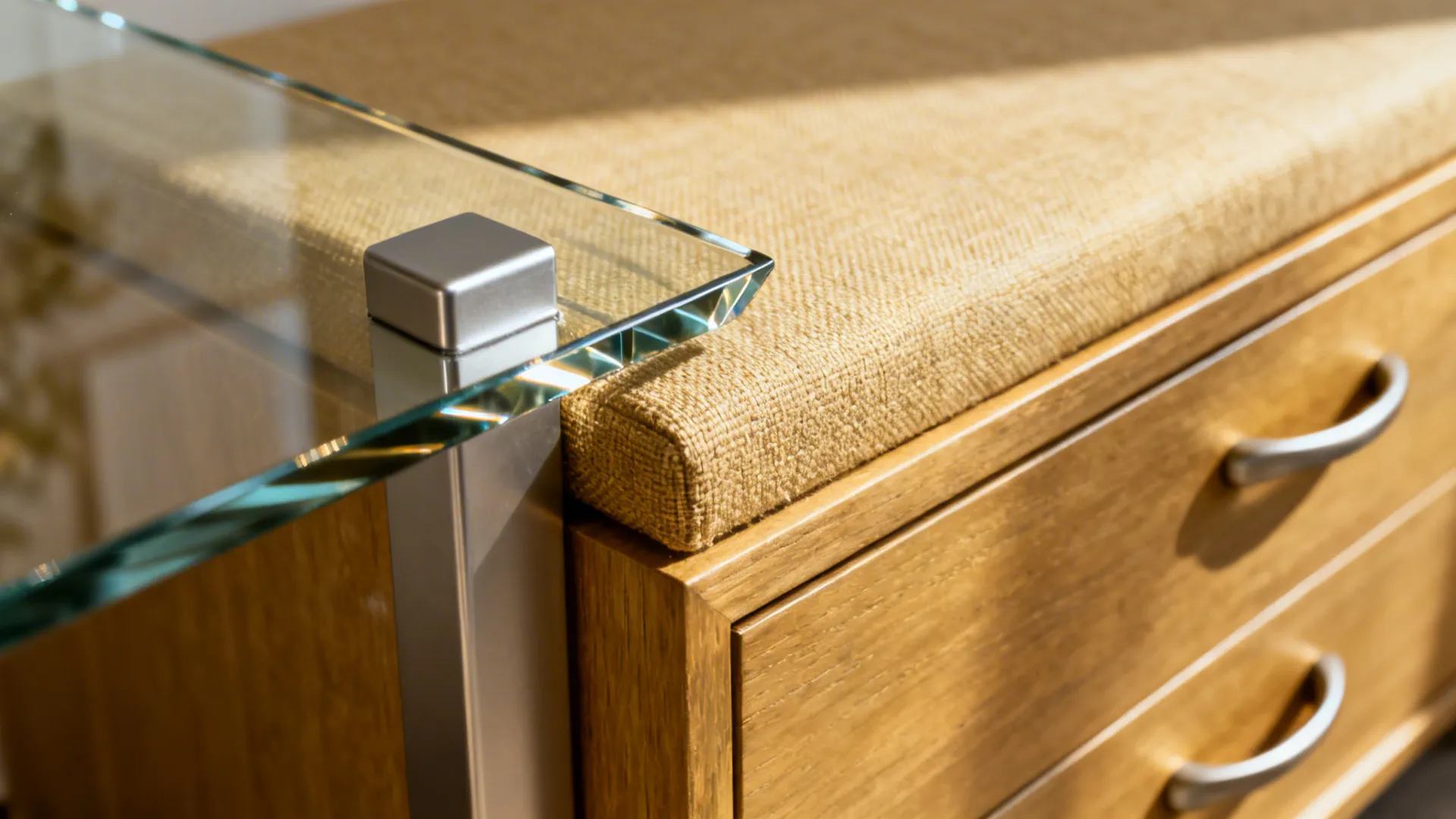 4) Glass Table with Built-In Storage Bench