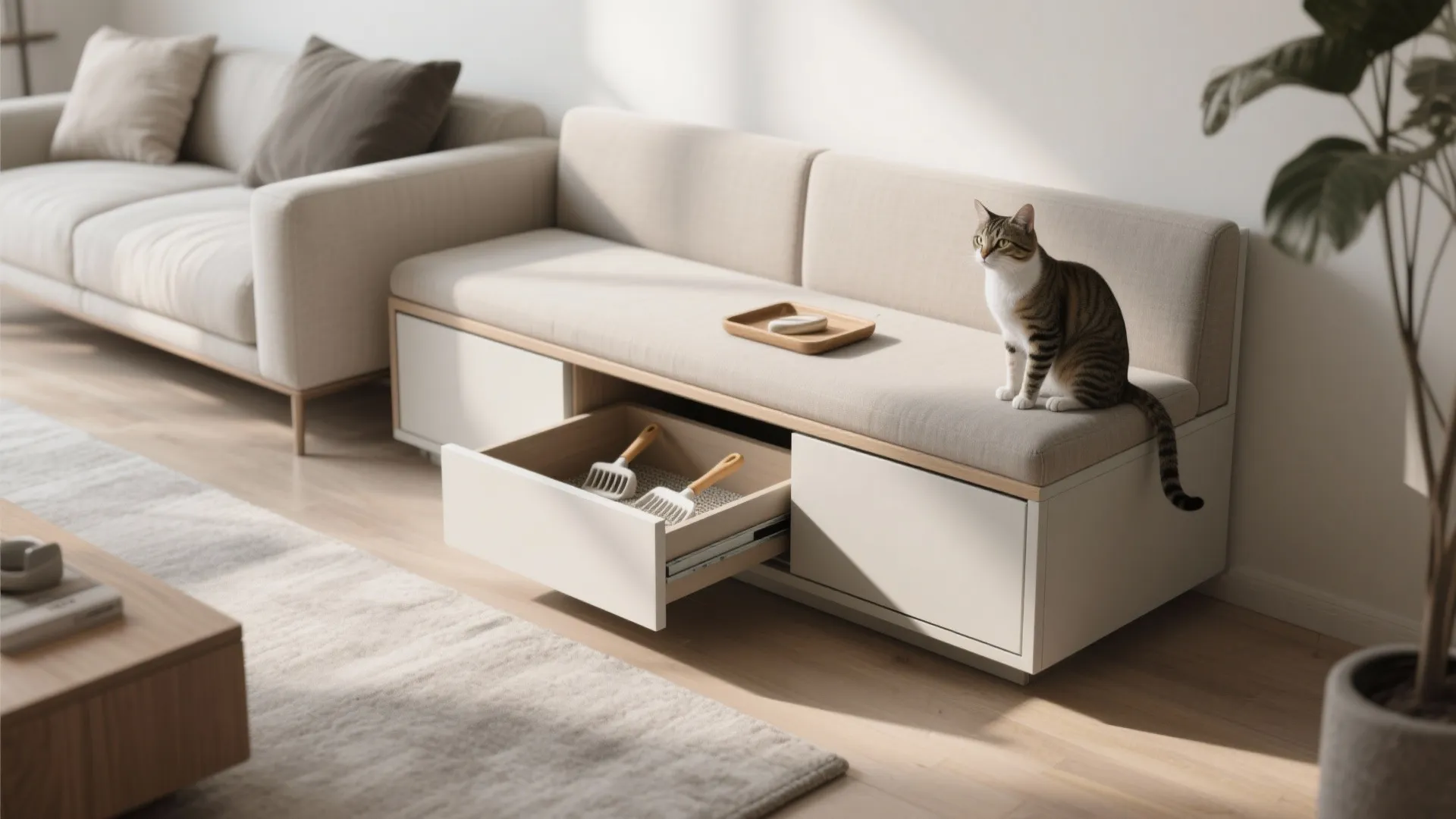 5. Multi-Use Bench with Litter Drawer