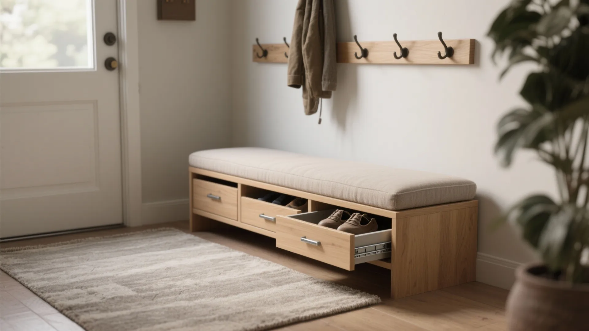 3. Bench with under-seat drawers