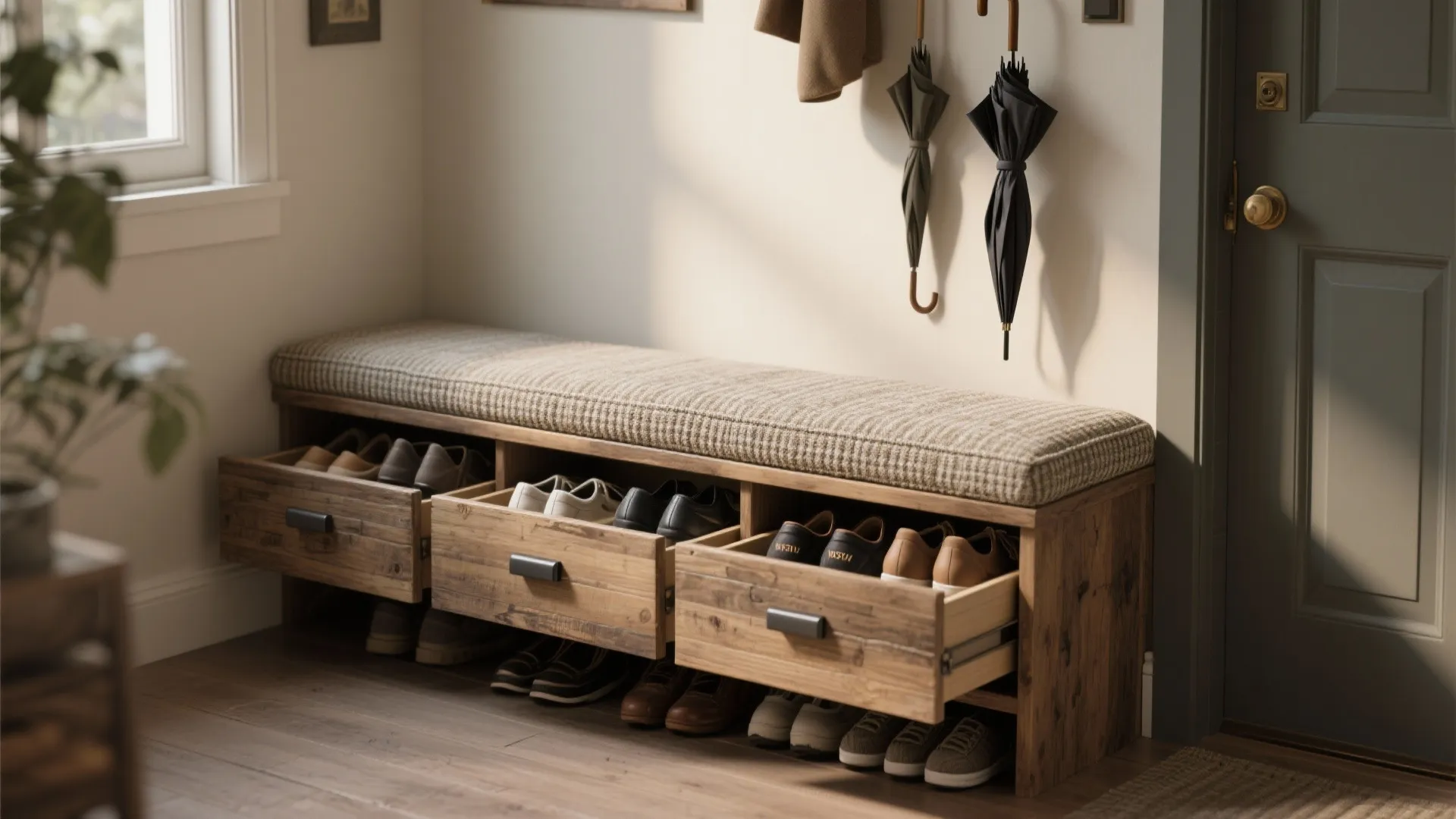 2. Built-in bench with hidden drawers
