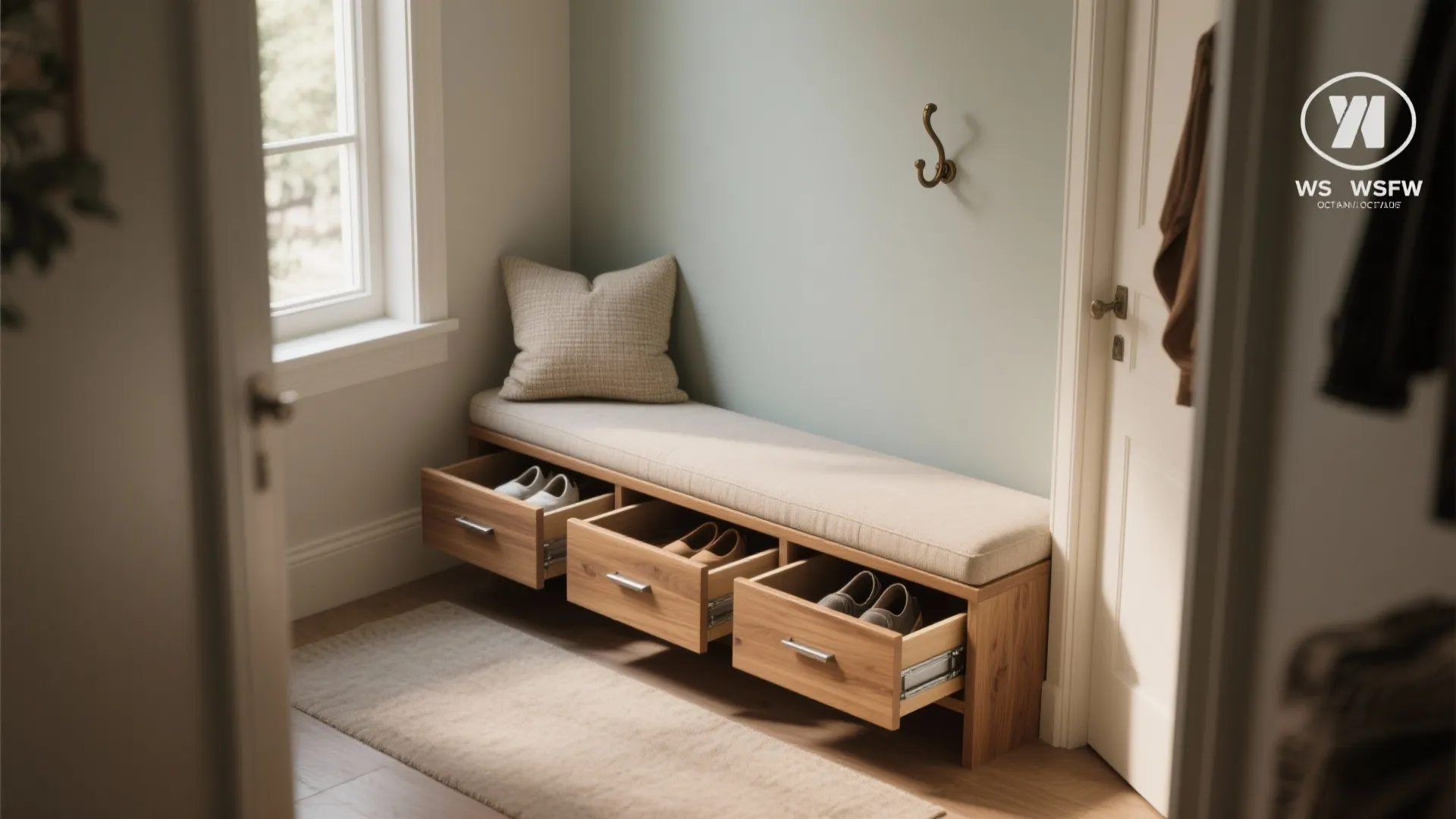 2. Bench seating with pull-out drawers