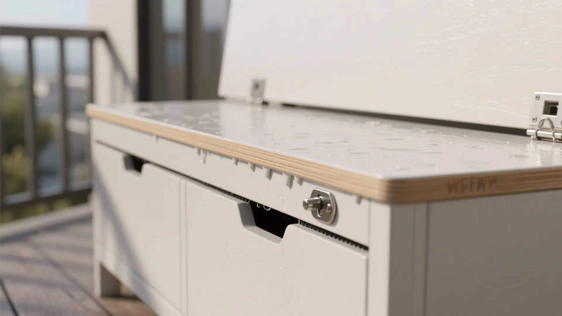 Minimalist Balcony Storage That Doubles as Seating