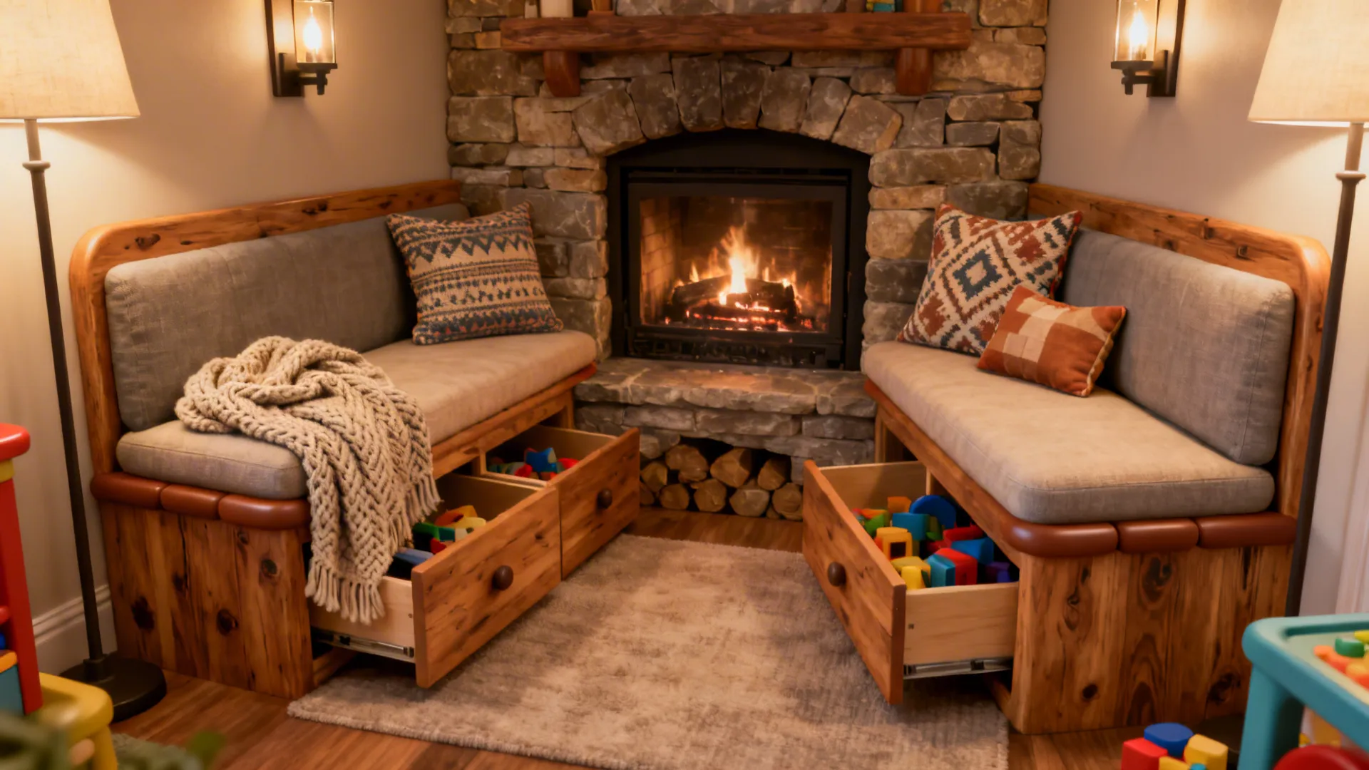 5. Fireplace with Built-in Seating
