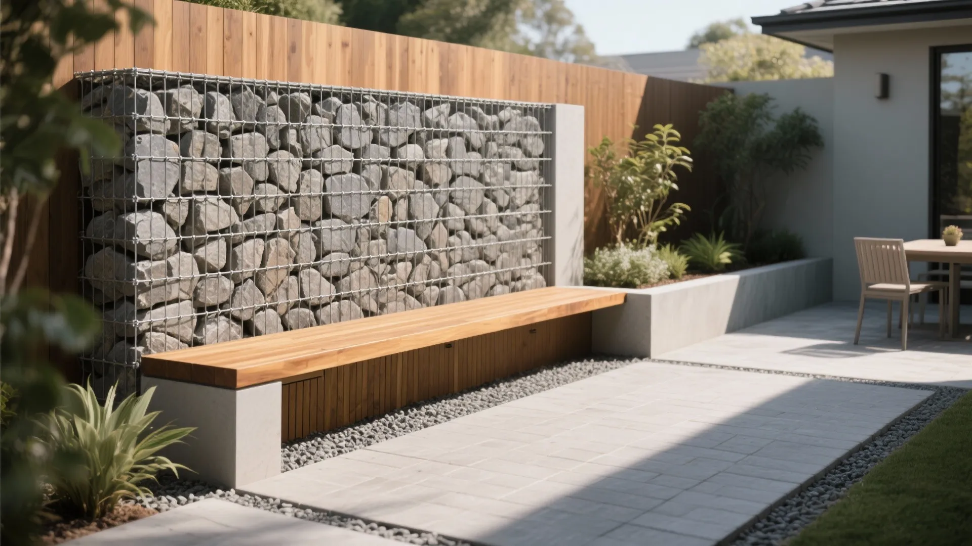 2) Bench-Top Gabion: A Wall That Seats and Stores