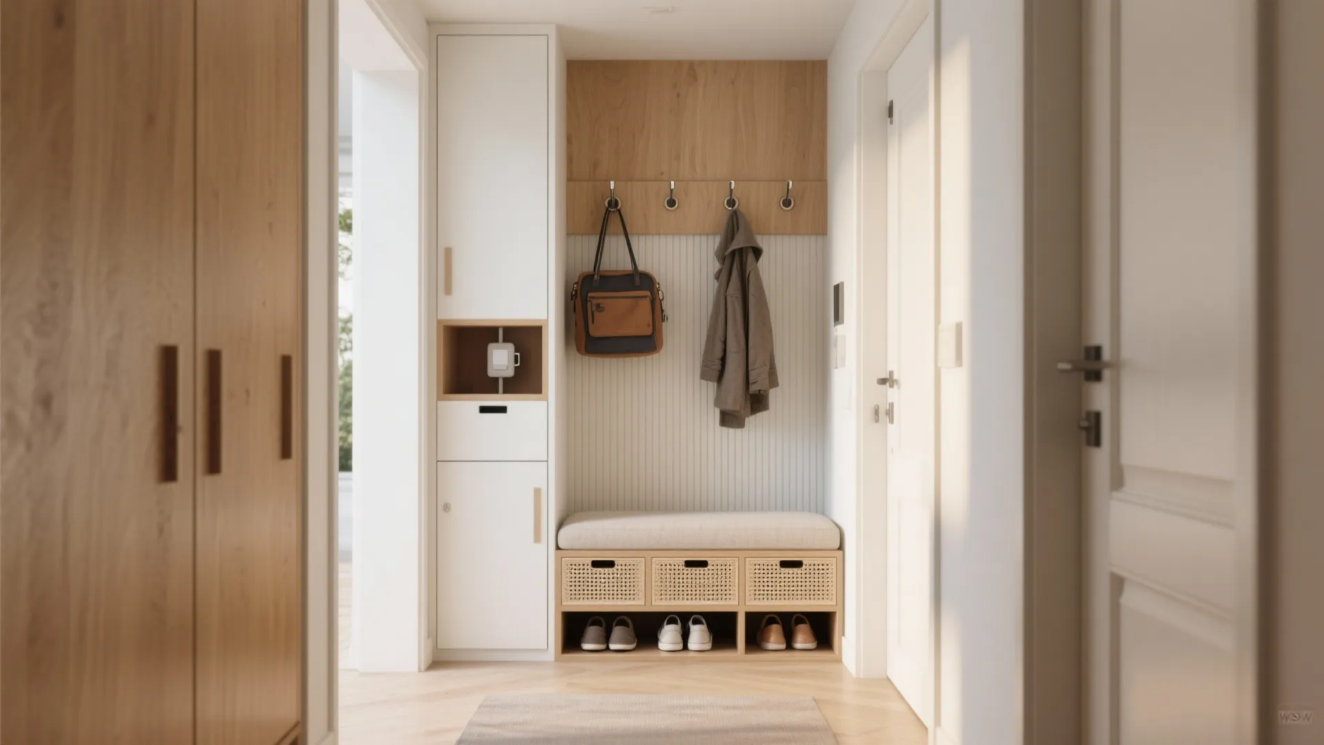 Bench-Integrated Hall Cupboards