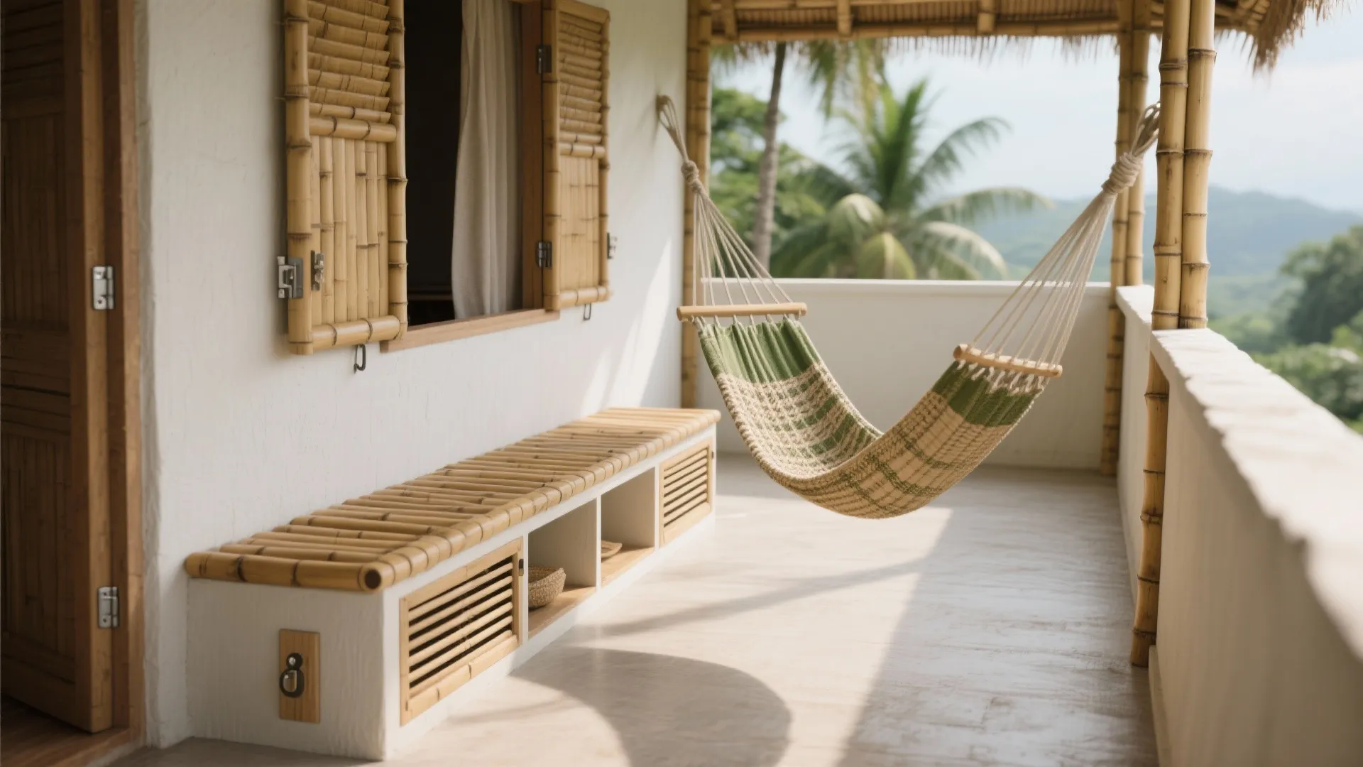 Multi-Functional Bench Storage and Hammock Nook