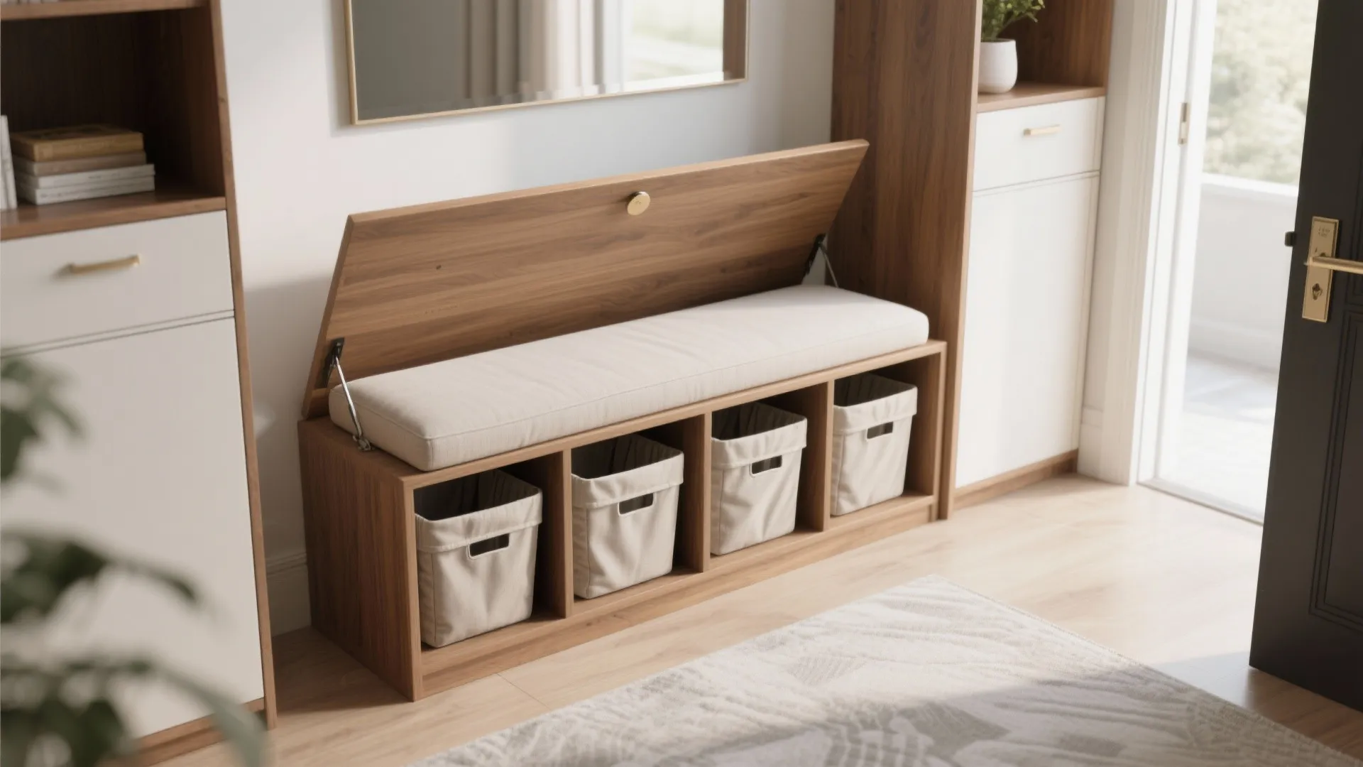 Multi-purpose benches with hideaway hampers