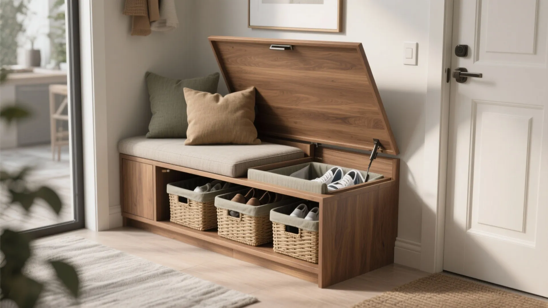 Multipurpose Bench with Hidden Laundry Basket