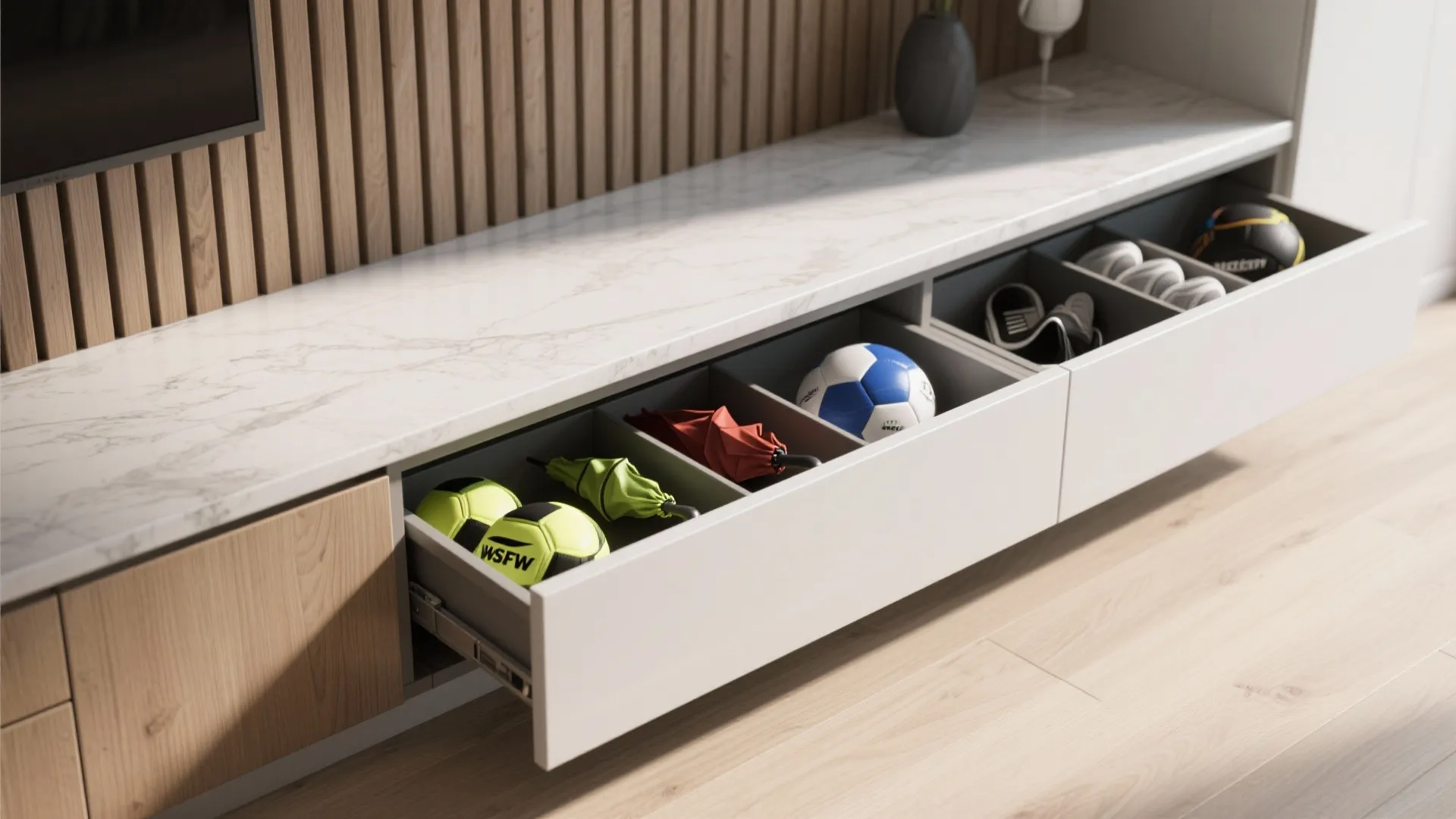 1. Built-in Bench with Hidden Bins