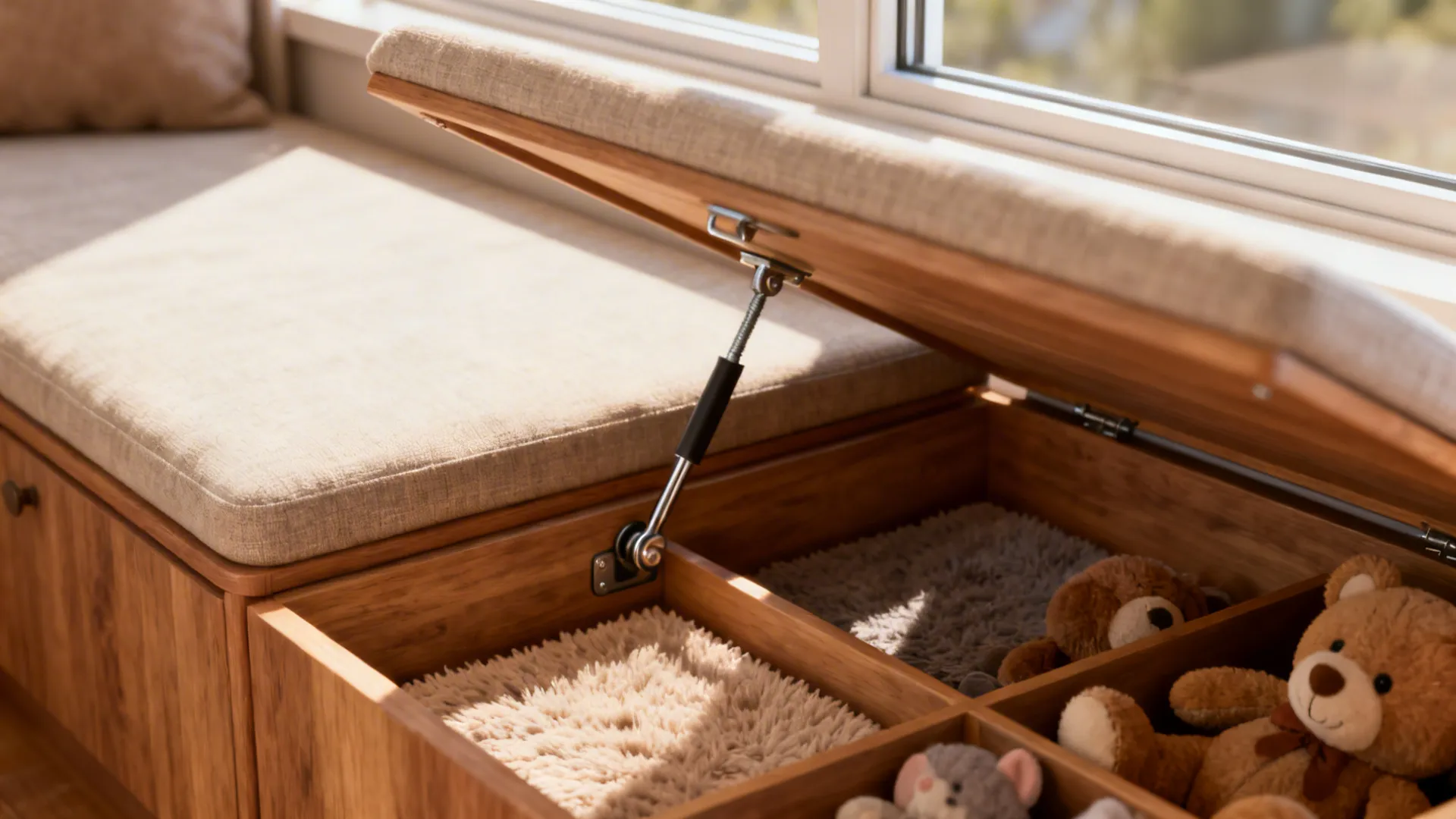 1. Built-in bench with hidden compartments