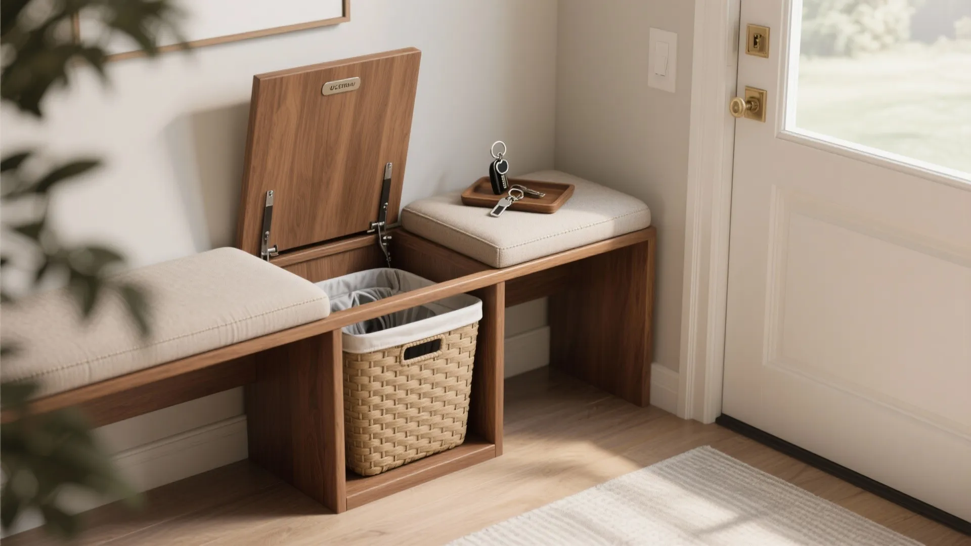 4. Multi-Use Bench with Hidden Hamper