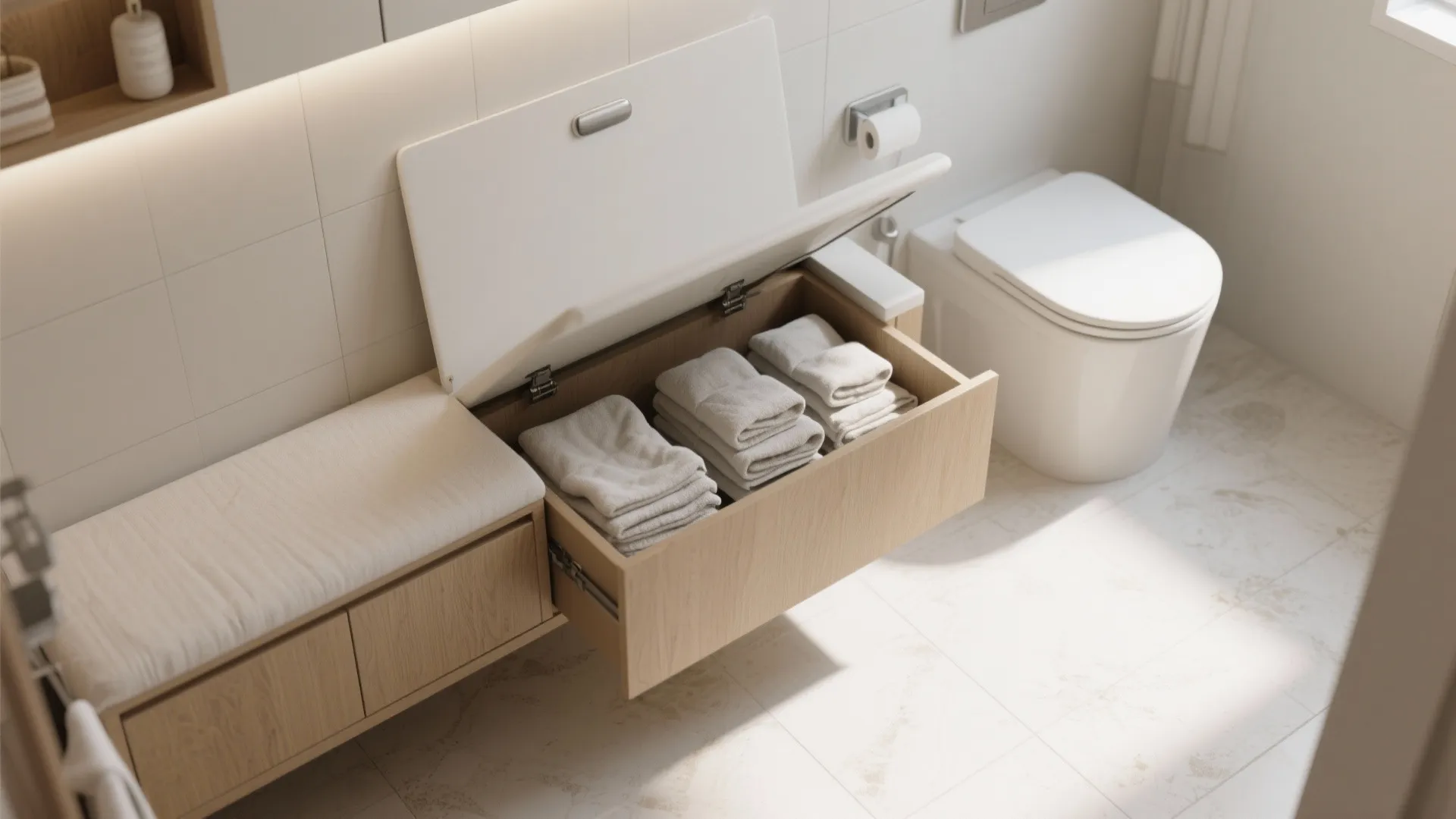 9. Built-In Bench with Hidden Compartment