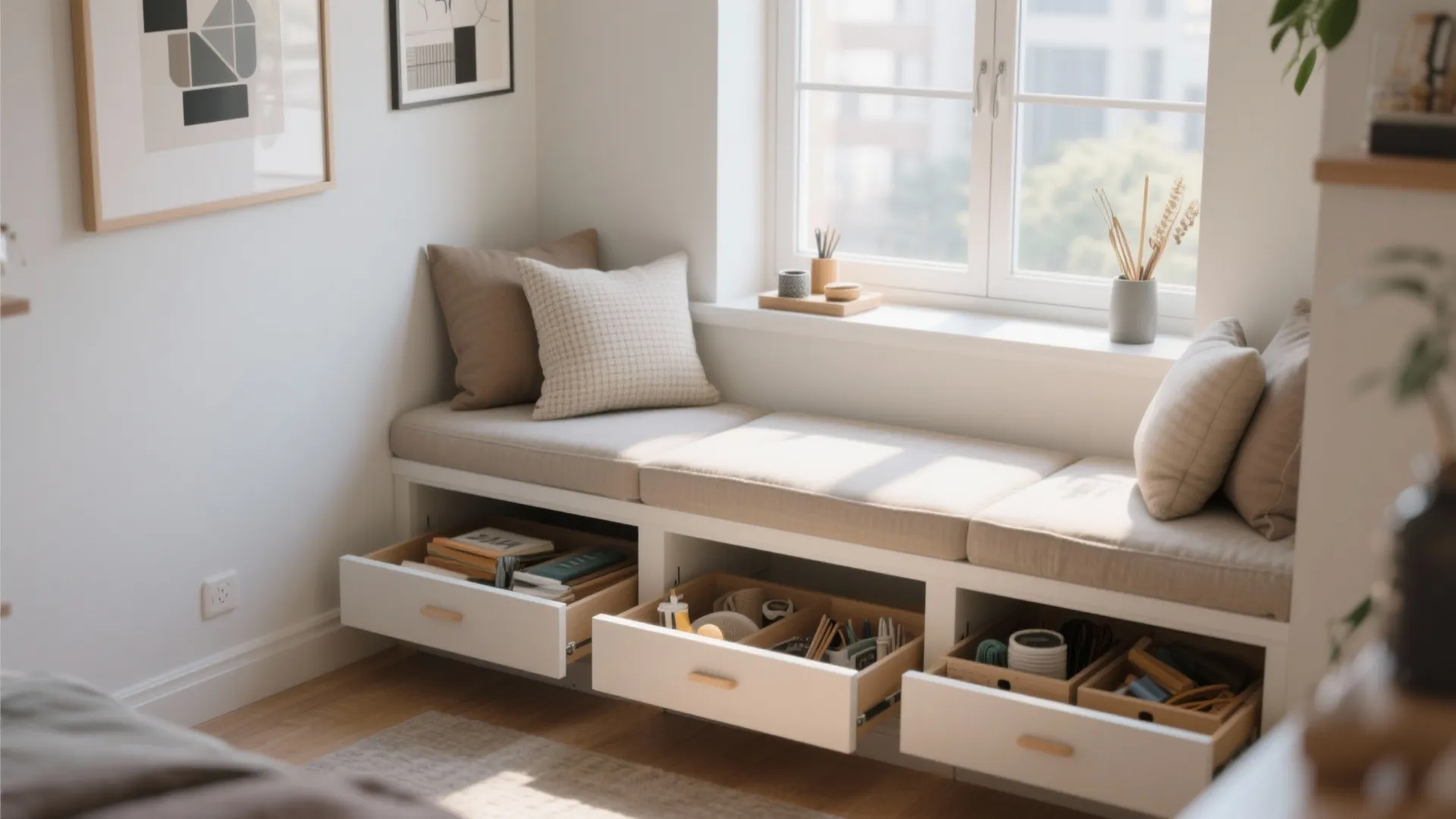 6. Built-In Bench with Hidden Storage
