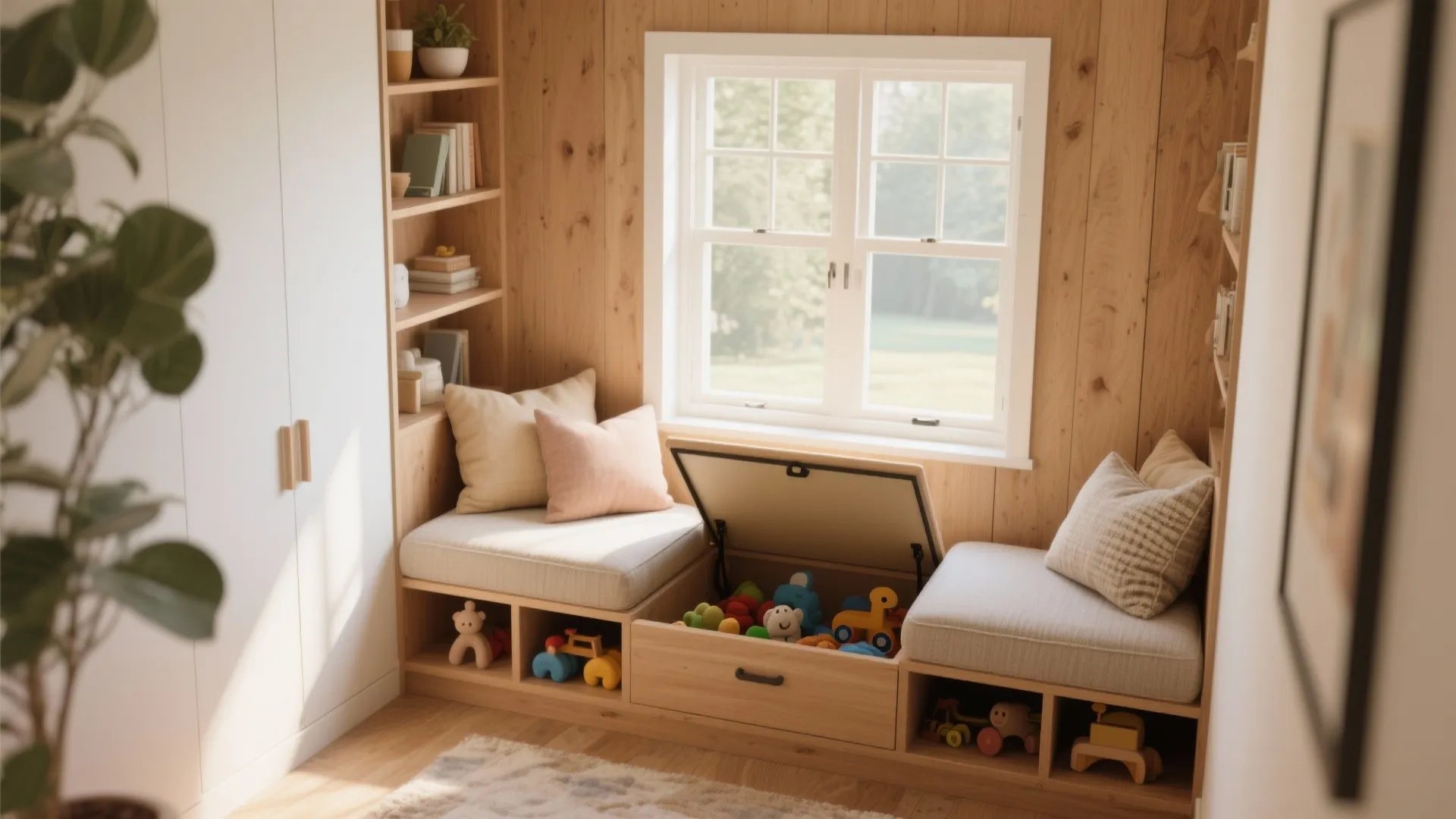 7. Built-in Bench with Hidden Storage