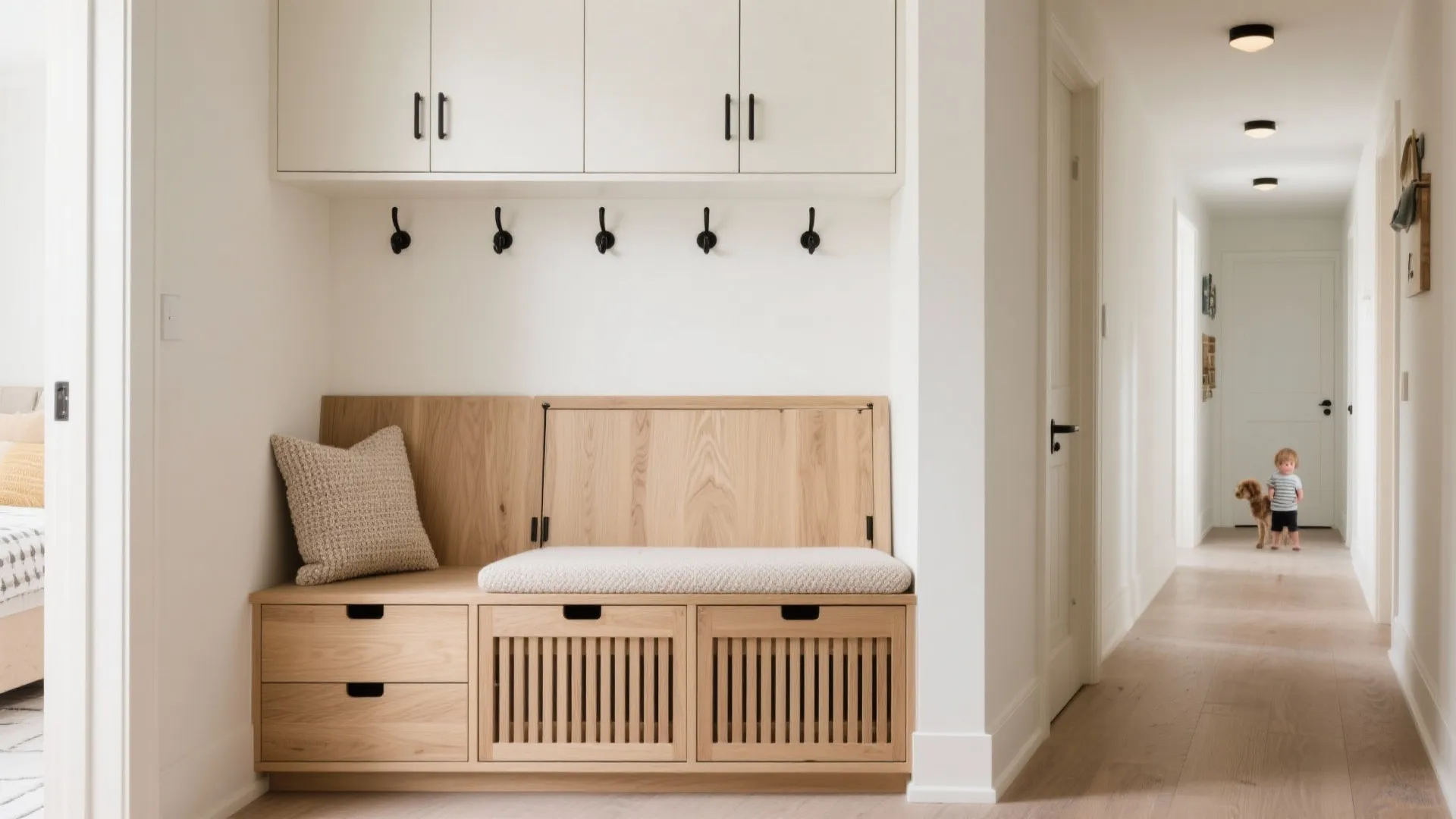 2) Built-In Bench with Hidden Storage