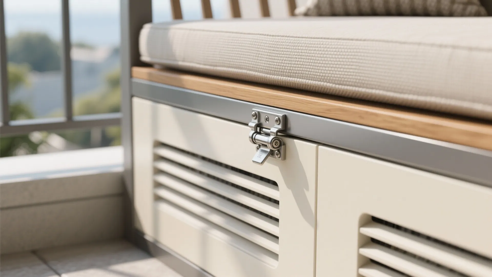 Minimalist Balcony Storage That Doubles as Seating