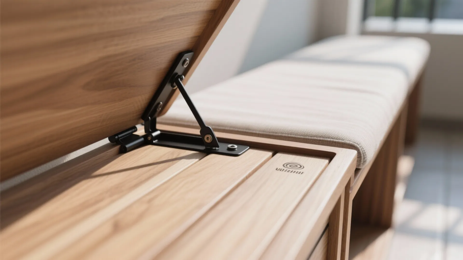 Minimalist balcony seating with hidden storage