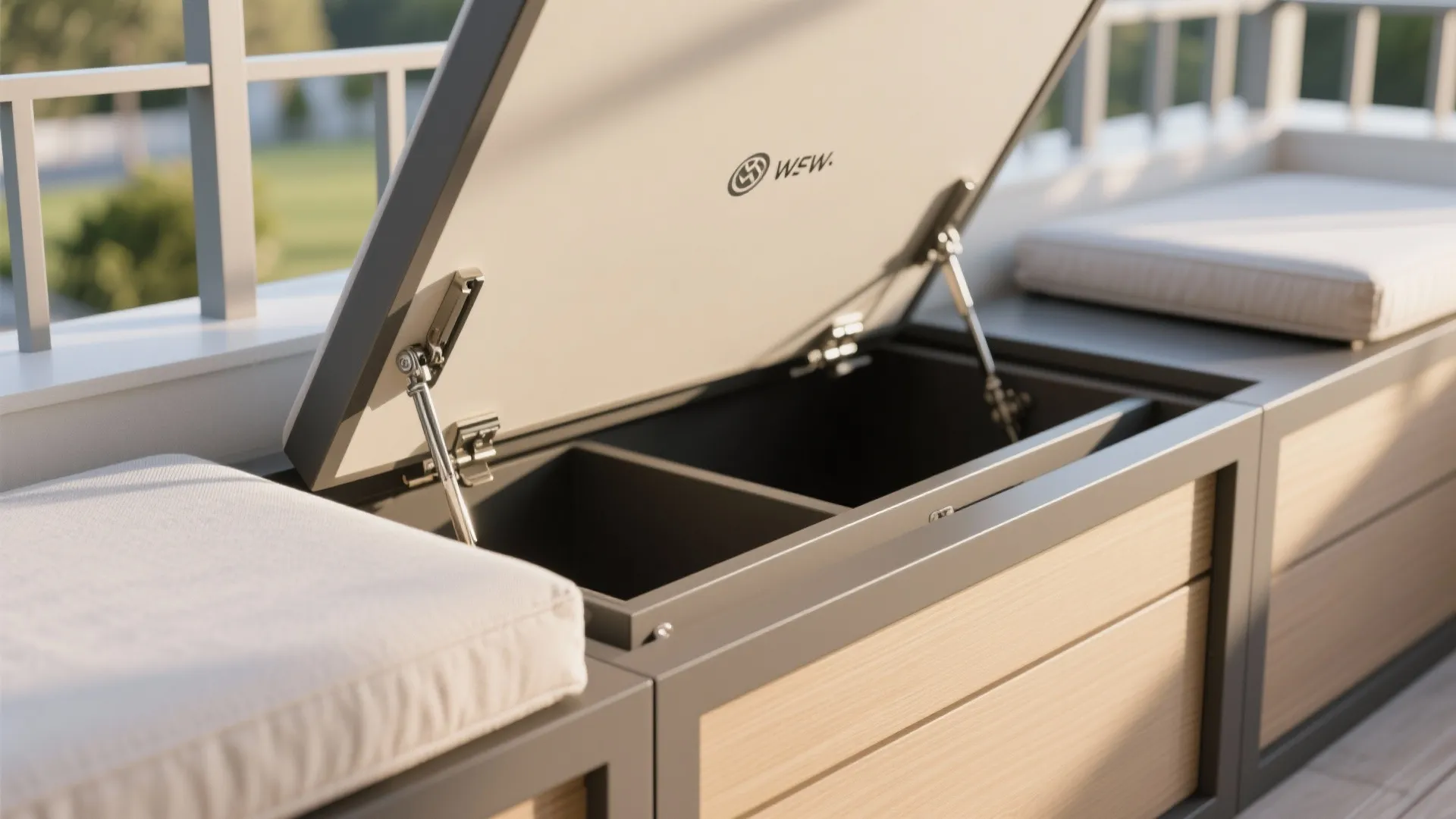 1) Minimal modular seating with hidden storage