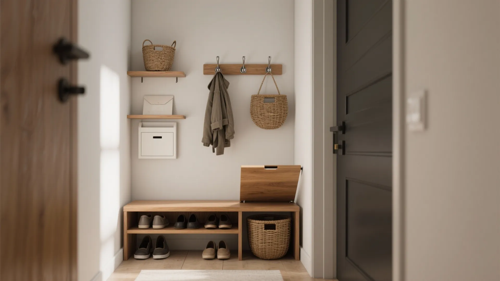 Slim Bench + Hook Rail: The Drop Zone That Stays Tidy