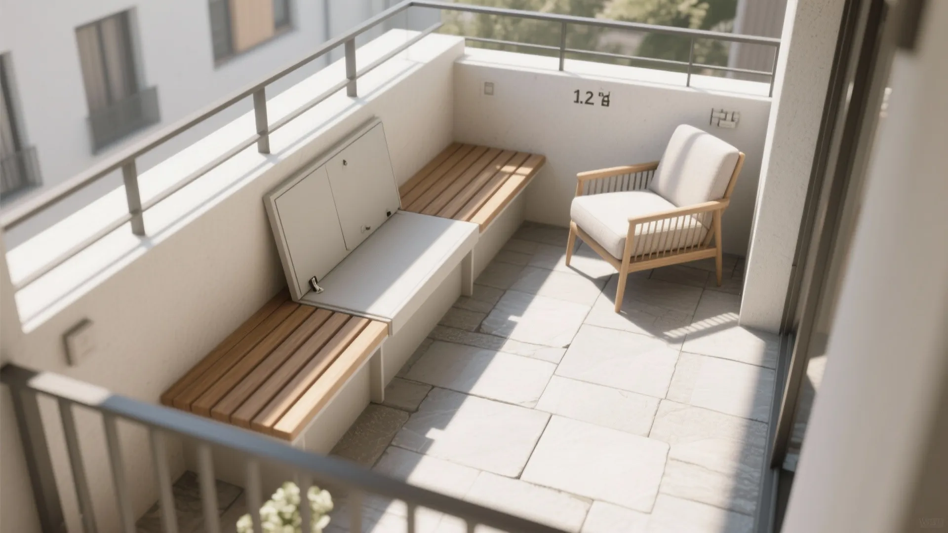 4) Built-in bench with storage plus one accent chair