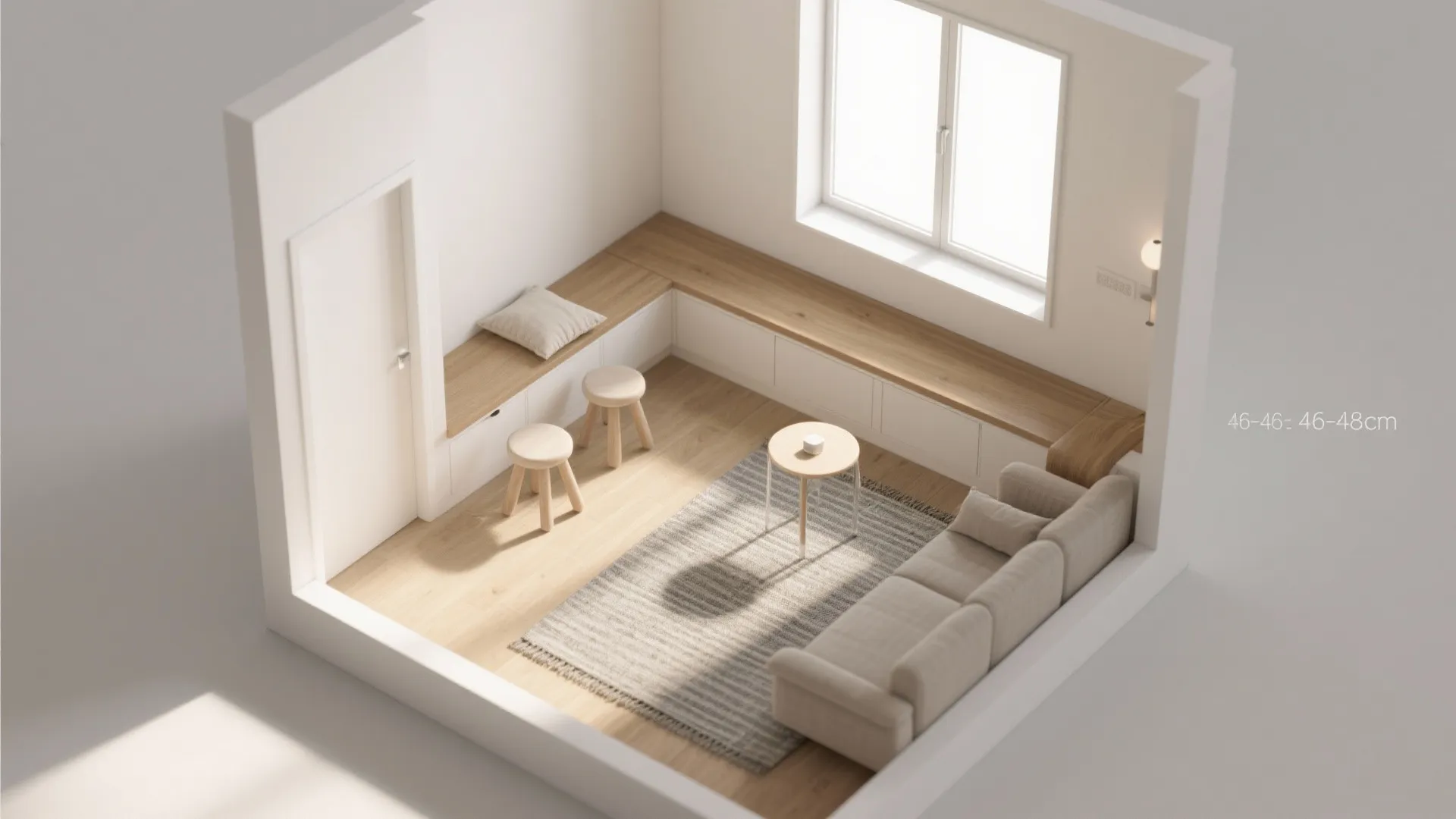 3) Built-In Window Bench + Pull-Up Stools