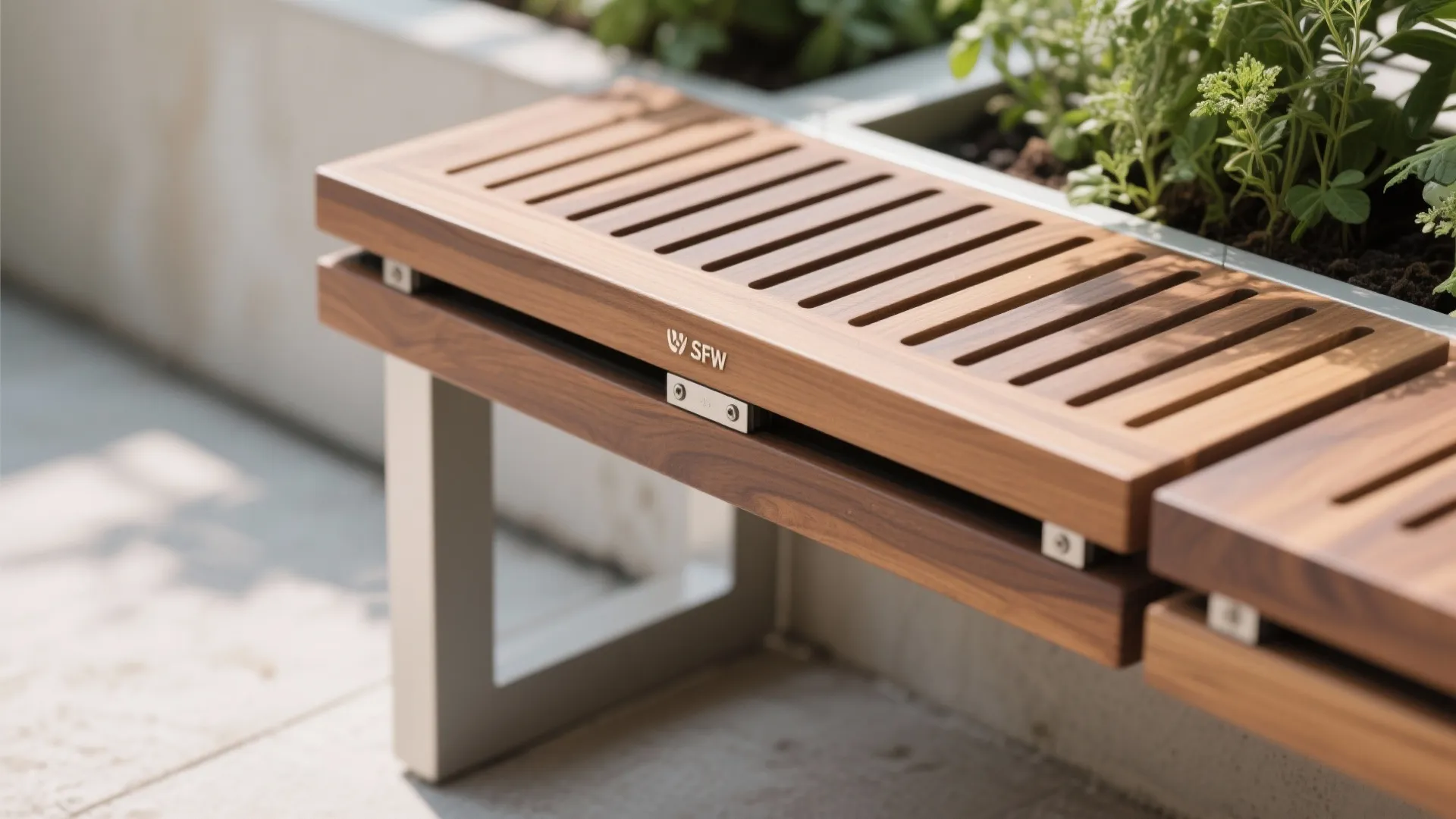 Narrow bench-height planter that doubles as seating