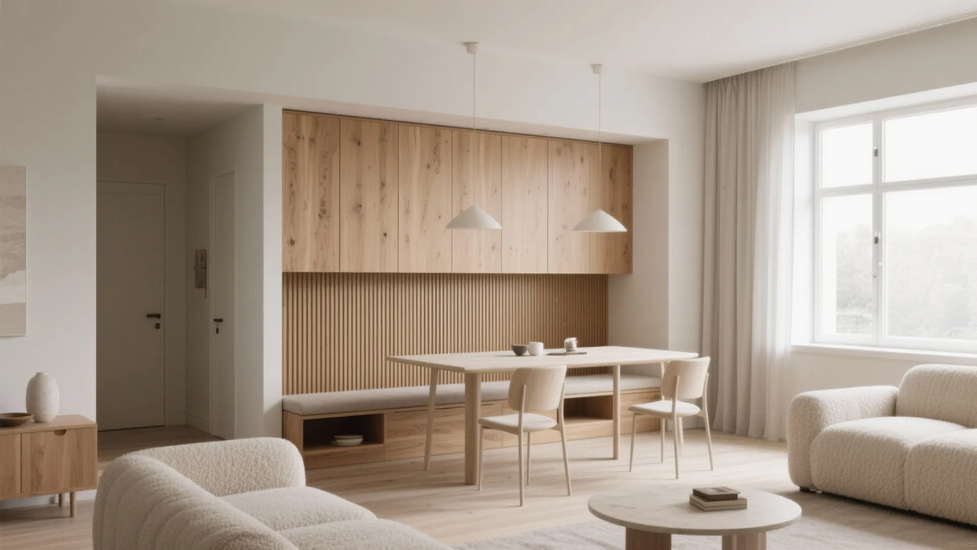 Built-In Bench + Low-Back Sofa: Seating That Breathes