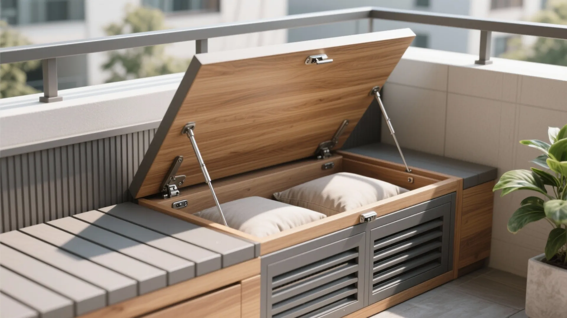 4) Built-in bench storage and multi-use surfaces