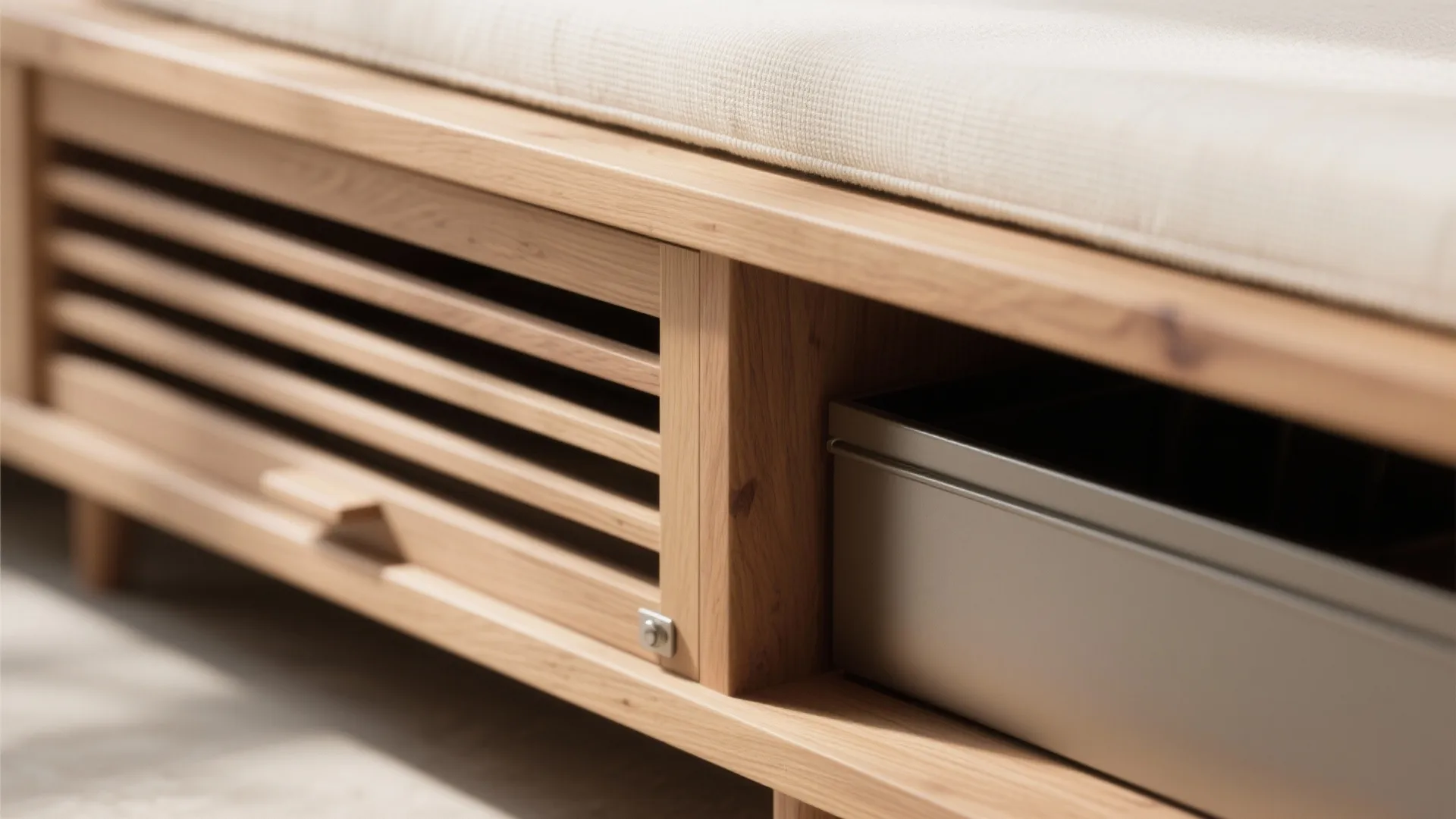 Minimal Storage Bench That Doubles as Lounge Seating