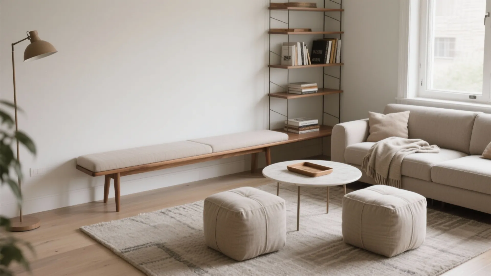 4. Opt for multi-use seating like benches and ottomans