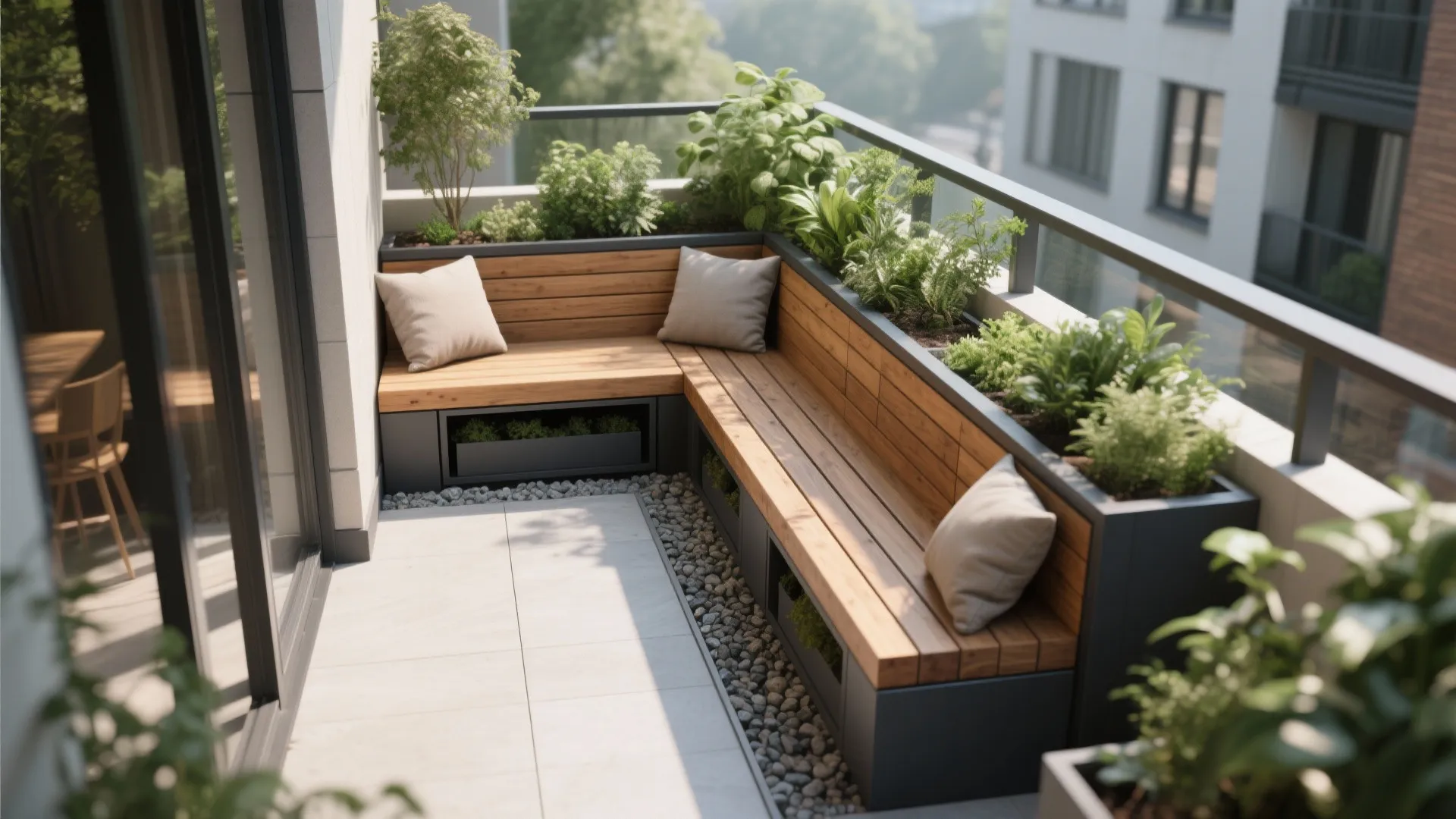 Idea 2: Bench-planter combos that double as storage