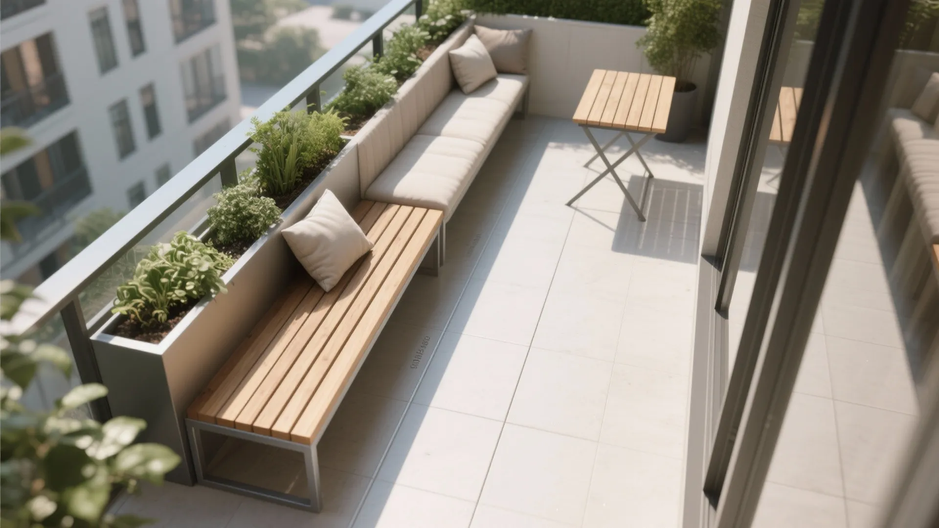 Bench-and-planter edge that maximizes seating