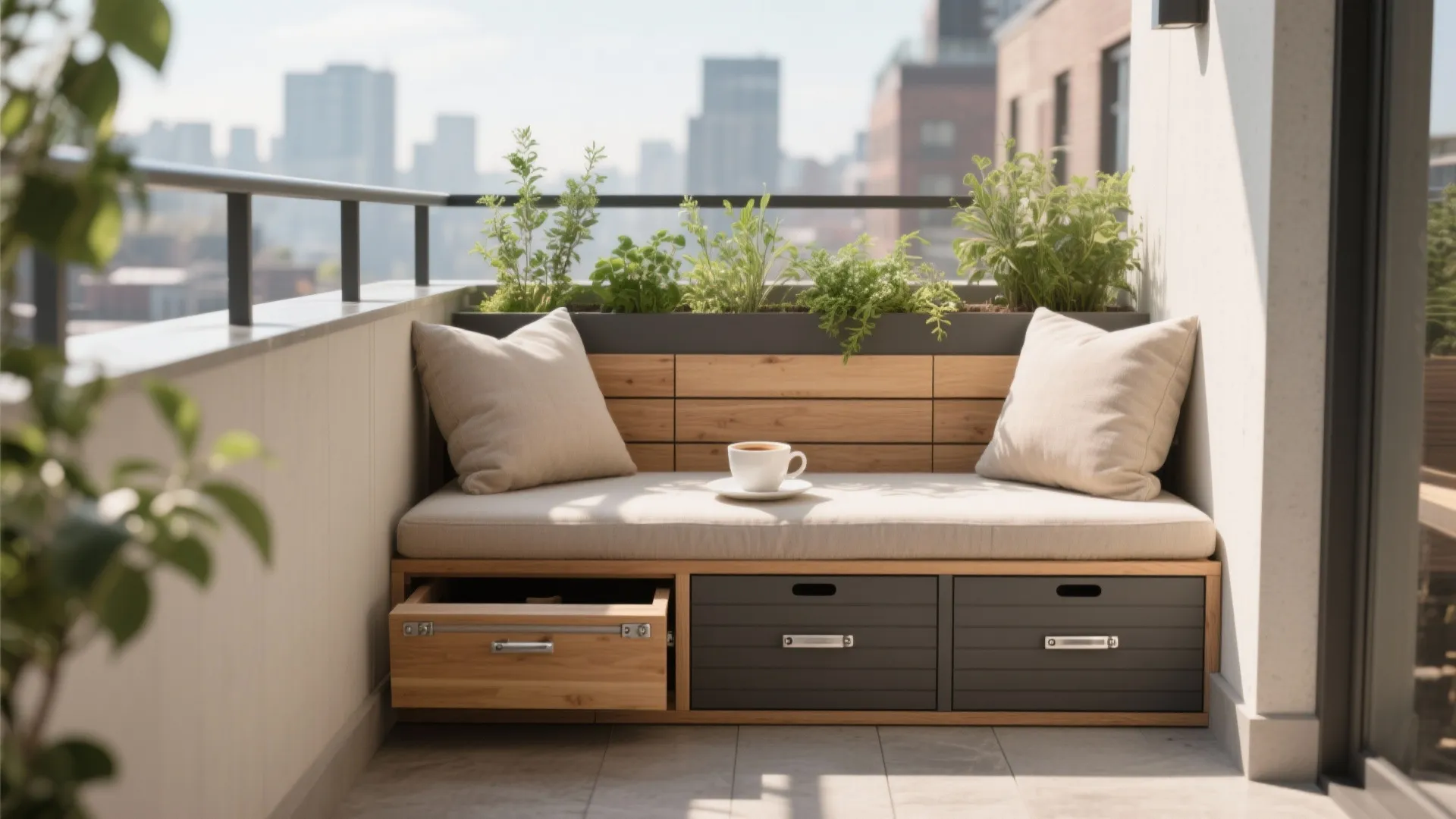 2) Built-in Bench with Hidden Storage (Plus a Planter Edge)