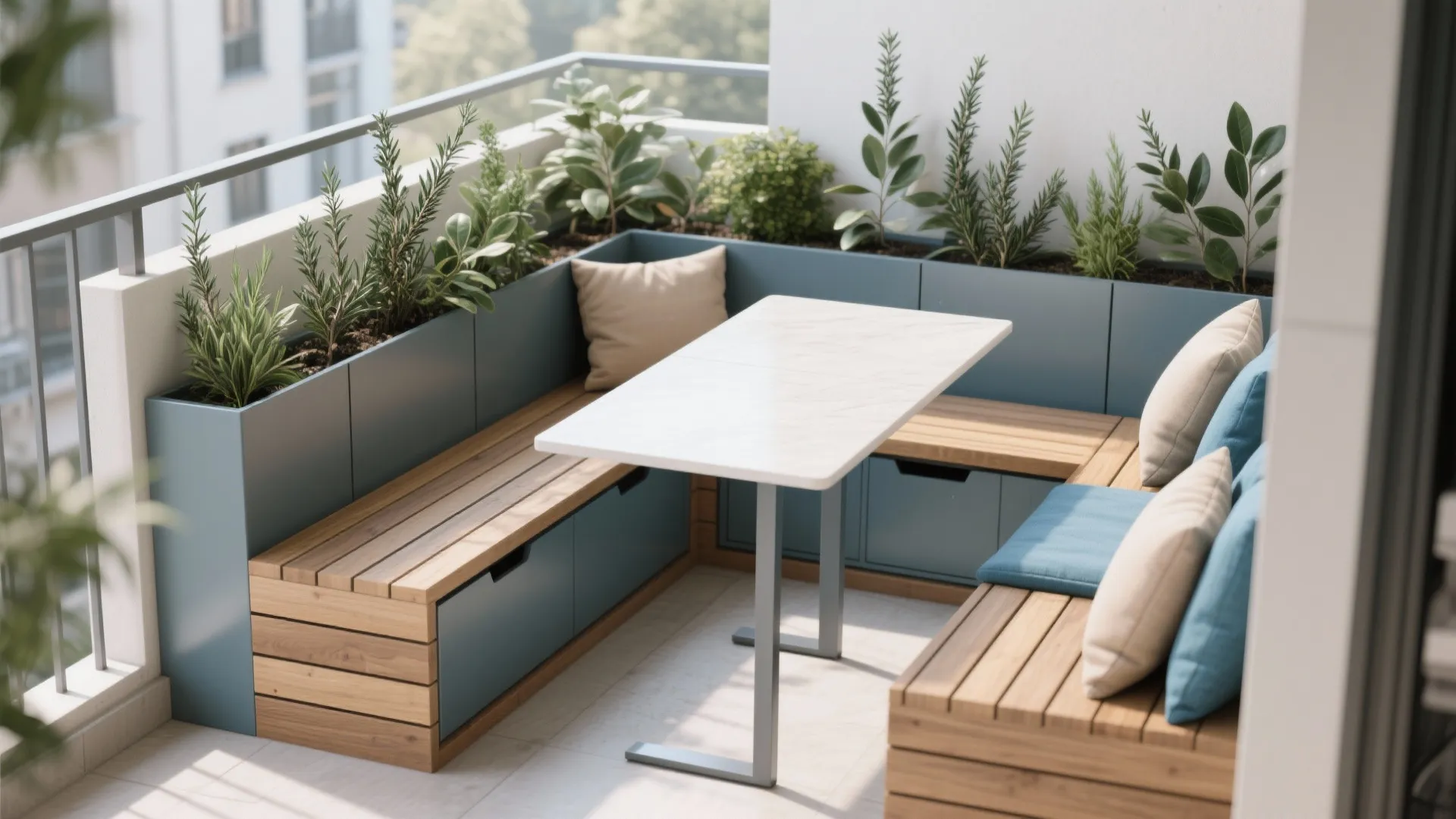 Built‑in seating–planter combos that do it all