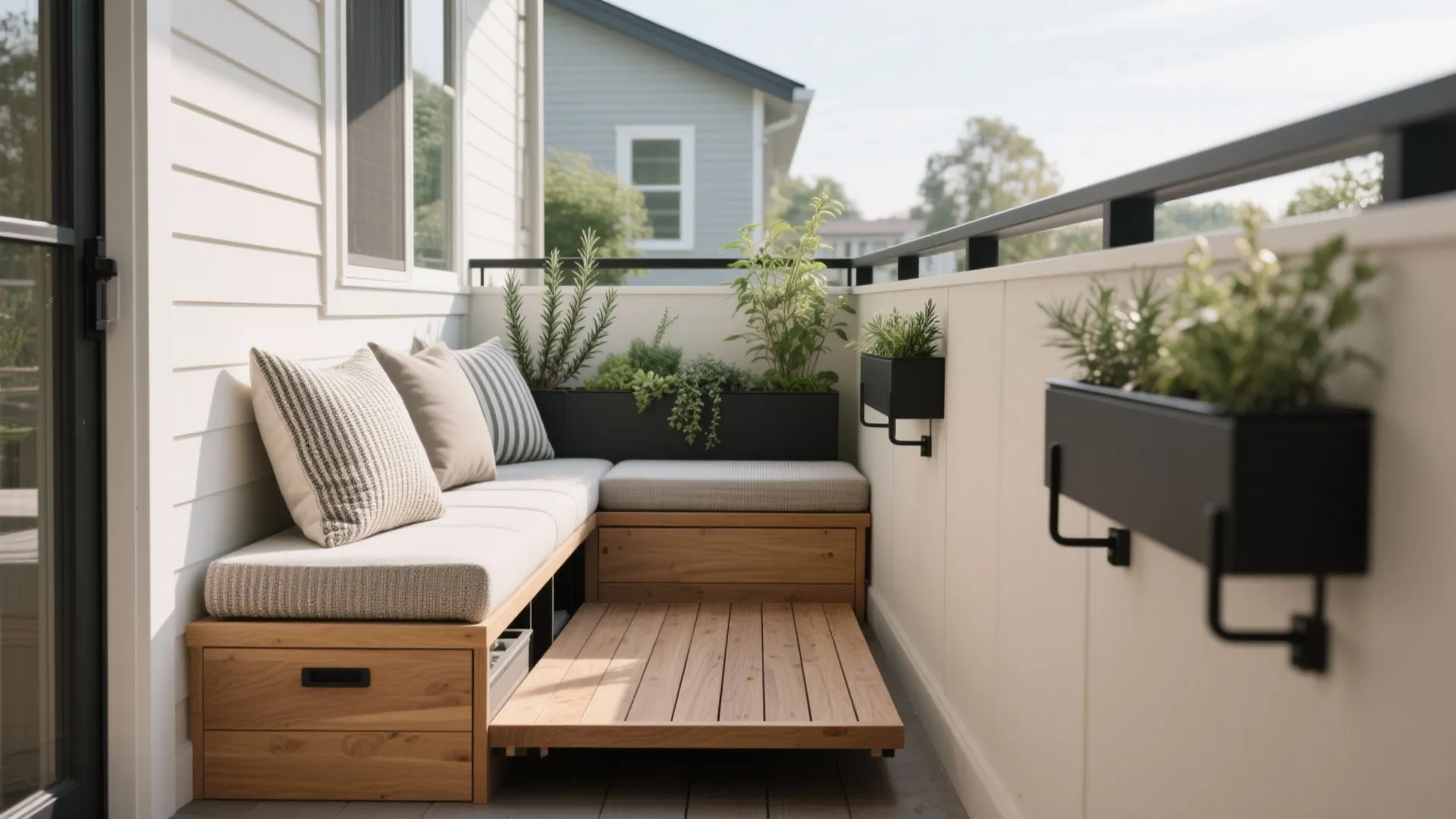 Built-In Bench With Hidden Storage + Planter Edge