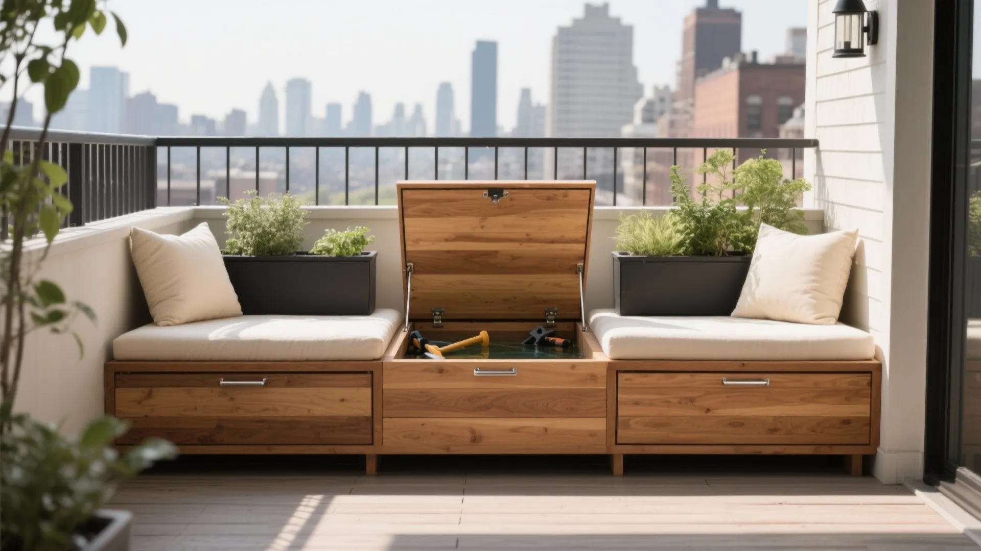 Storage Bench Planter: Seating, Tools, and Soil—All Hidden