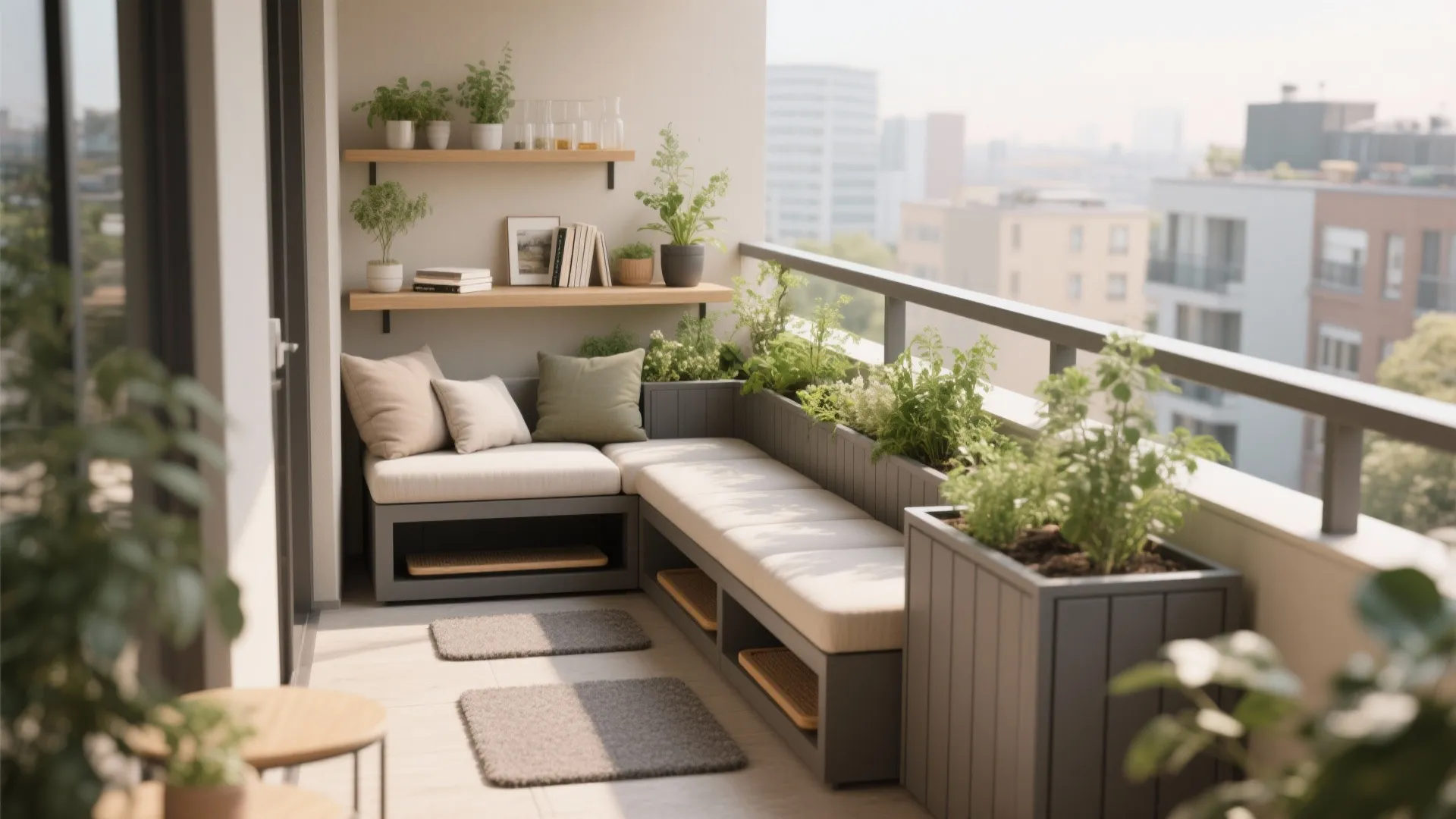 Lightweight composite boxes with integrated seating